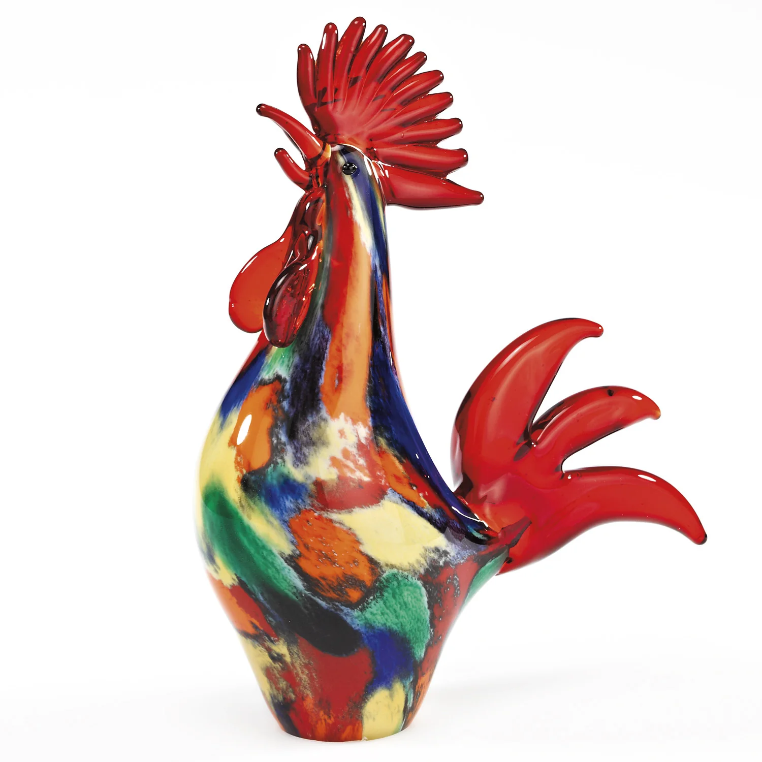 11 MultiColor Artistic Glass Rooster By Homeroots