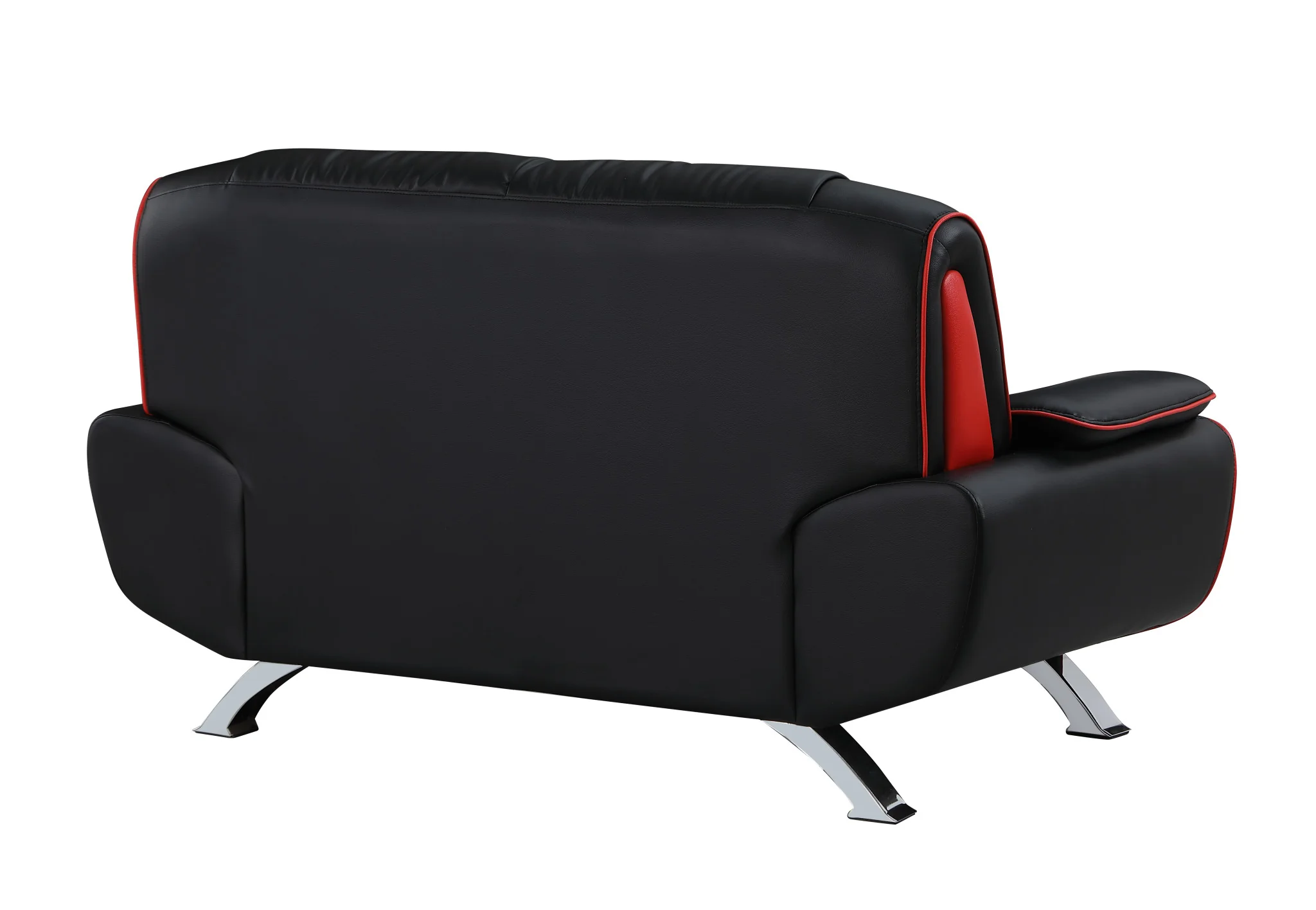 115" Sleek Black Leather Sofa Set By Homeroots - Image 2