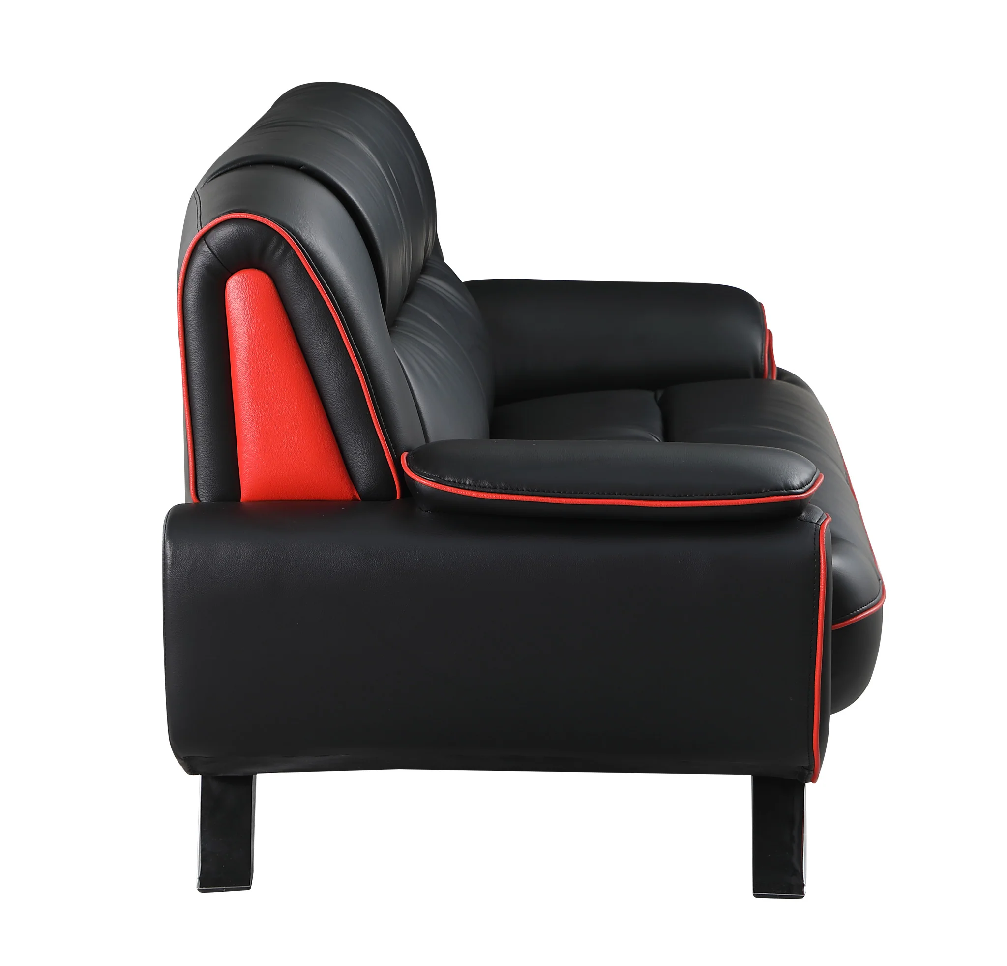 115" Sleek Black Leather Sofa Set By Homeroots - Image 3