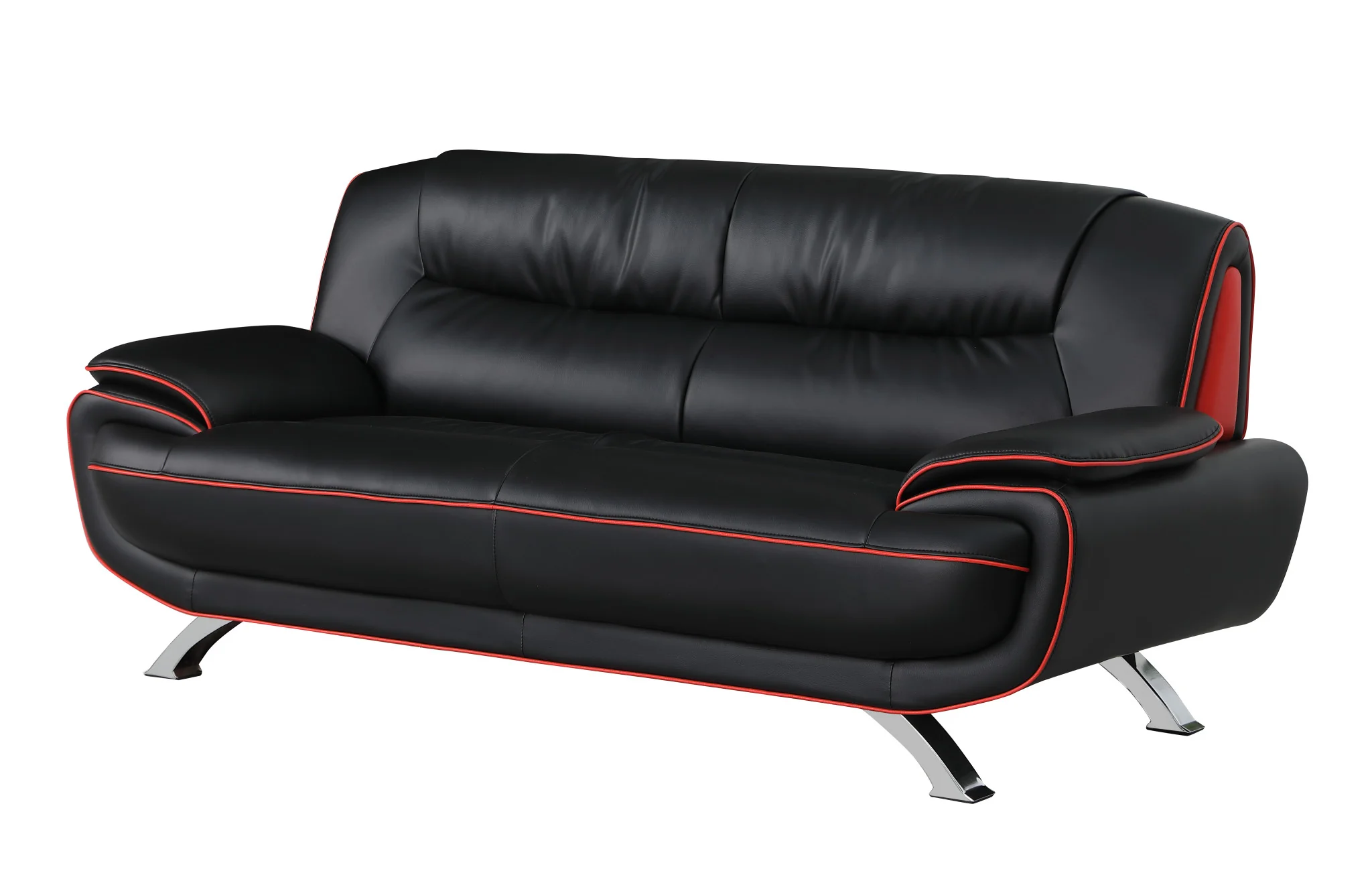 115" Sleek Black Leather Sofa Set By Homeroots - Image 5