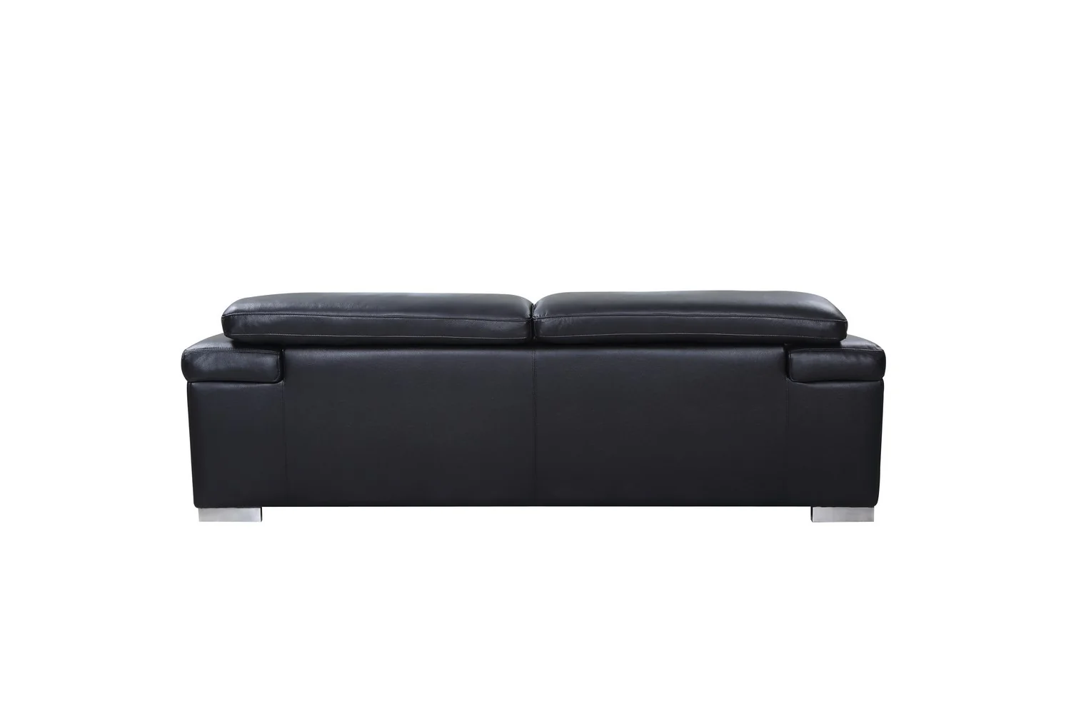 117" Modern Black Leather Sofa Set By Homeroots - Image 4