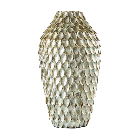 119" Abalone Shell Tall Black/Silver Vase Bamboo/Abalone Set Of 2 By Tozai Home