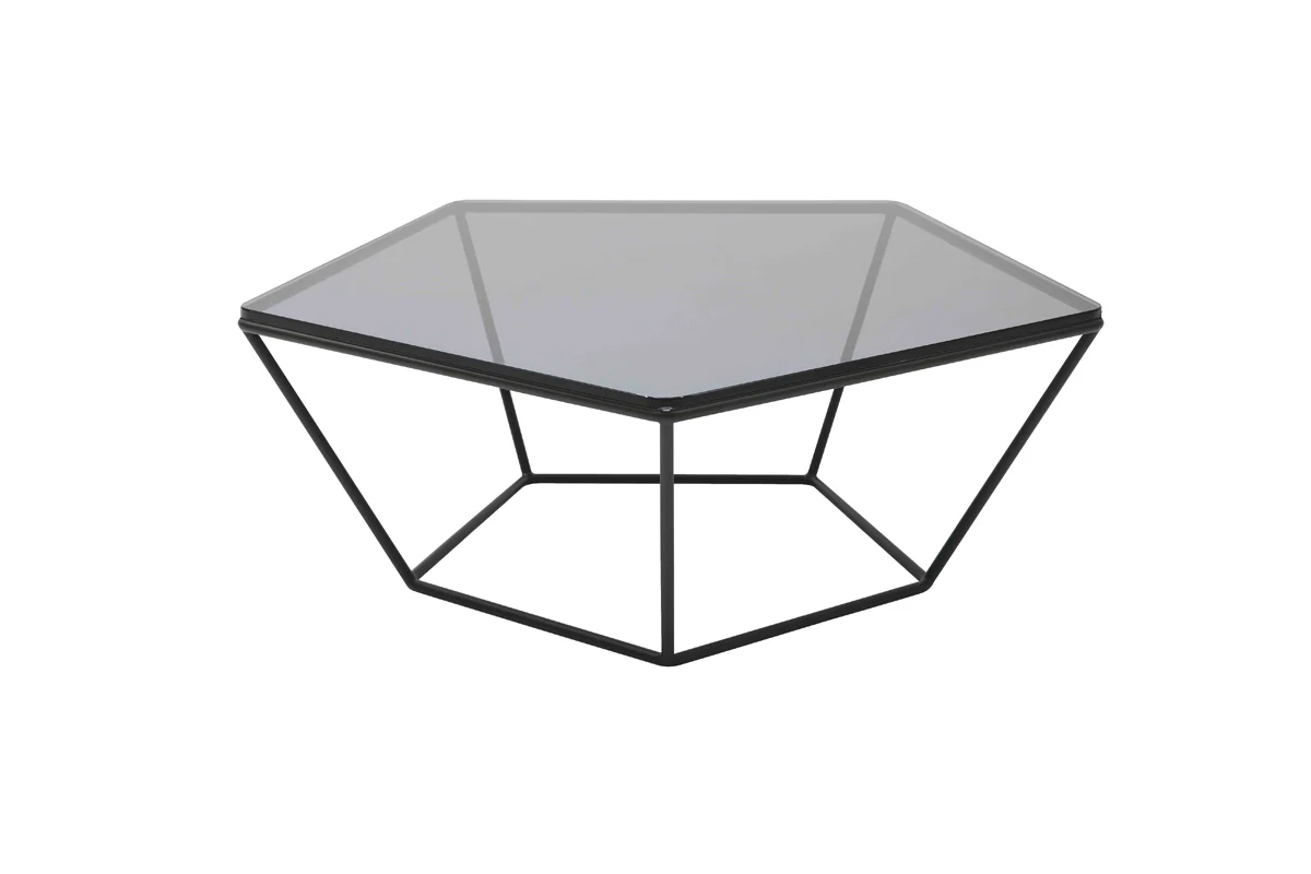 12' Metal and Glass Coffee Table By Homeroots