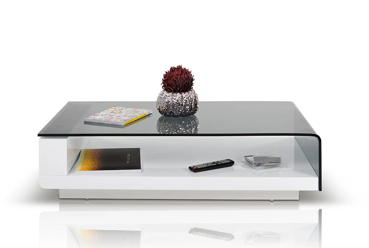 13' Glass Steel and MDF Coffee Table By Homeroots