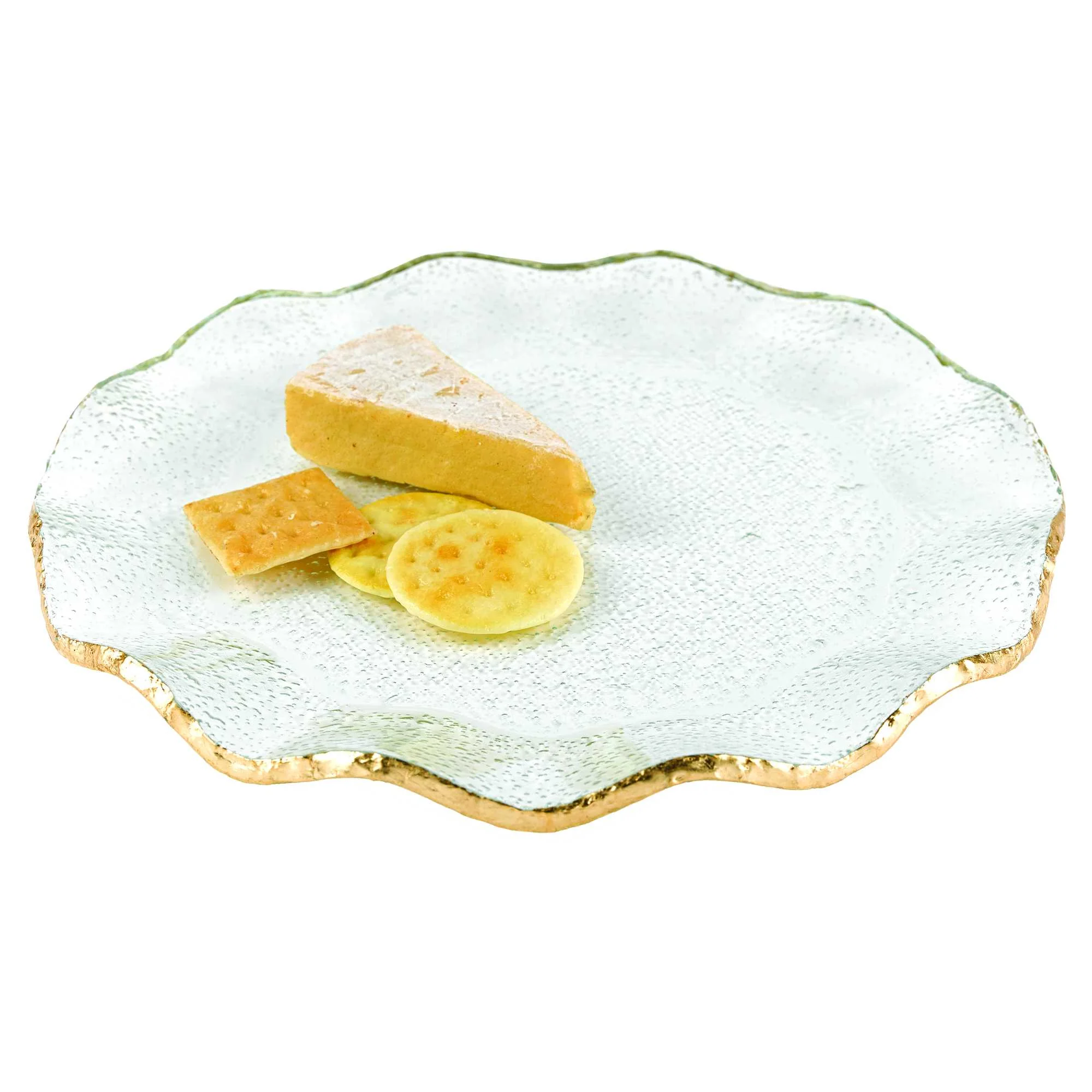 13 Mouth Blown Wavy Edge Gold Leaf Platter Or Charger By Homeroots