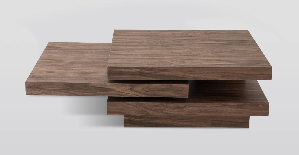 13' Walnut Veneer Coffee Table By Homeroots