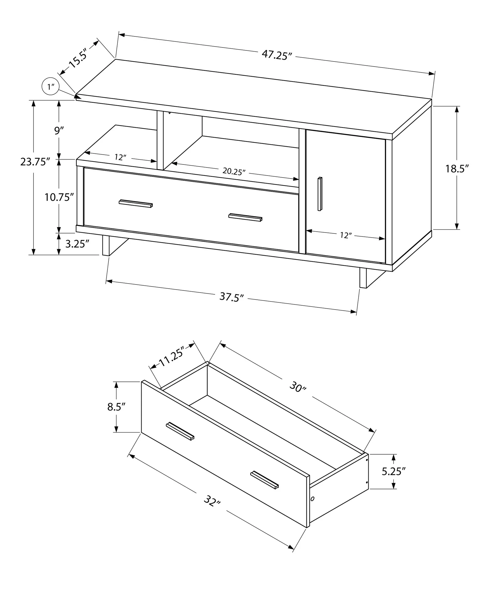 15.5" X 47.25" X 23.75" Cappuccinotaupe Reclaimed Wood Look TV Stand By Homeroots - Image 3