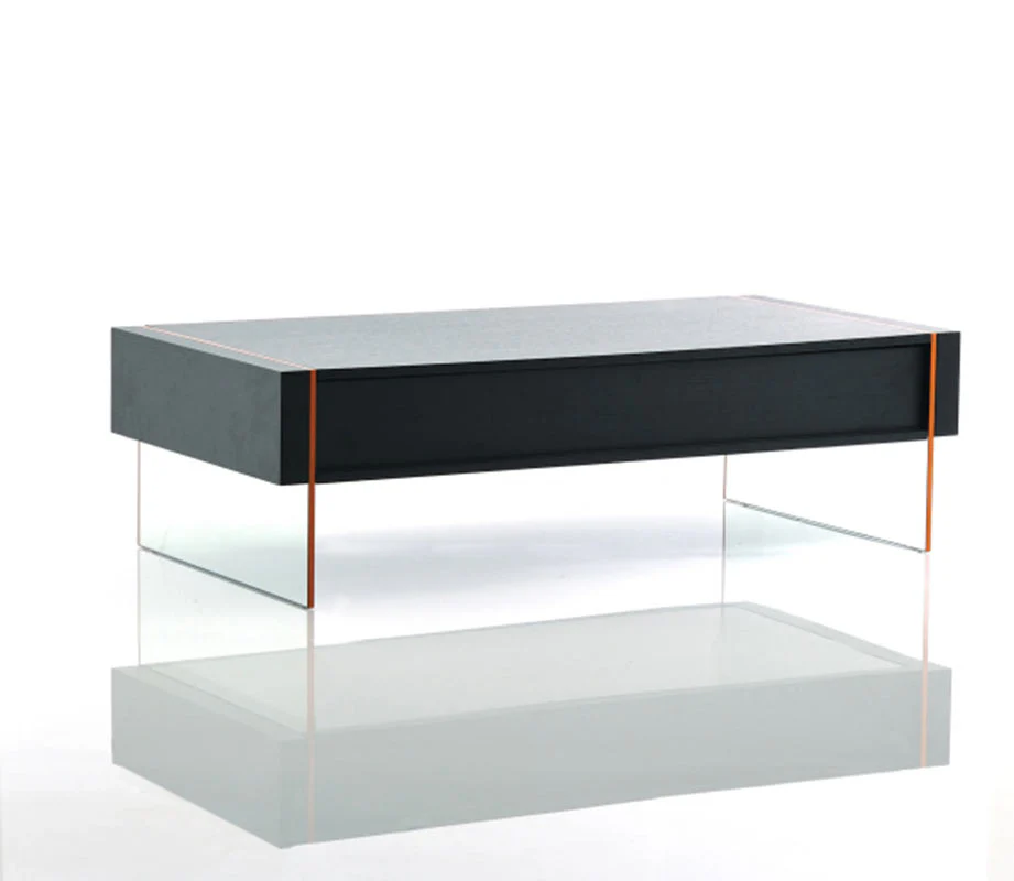 15' Black MDF and Glass Floating Coffee Table By Homeroots