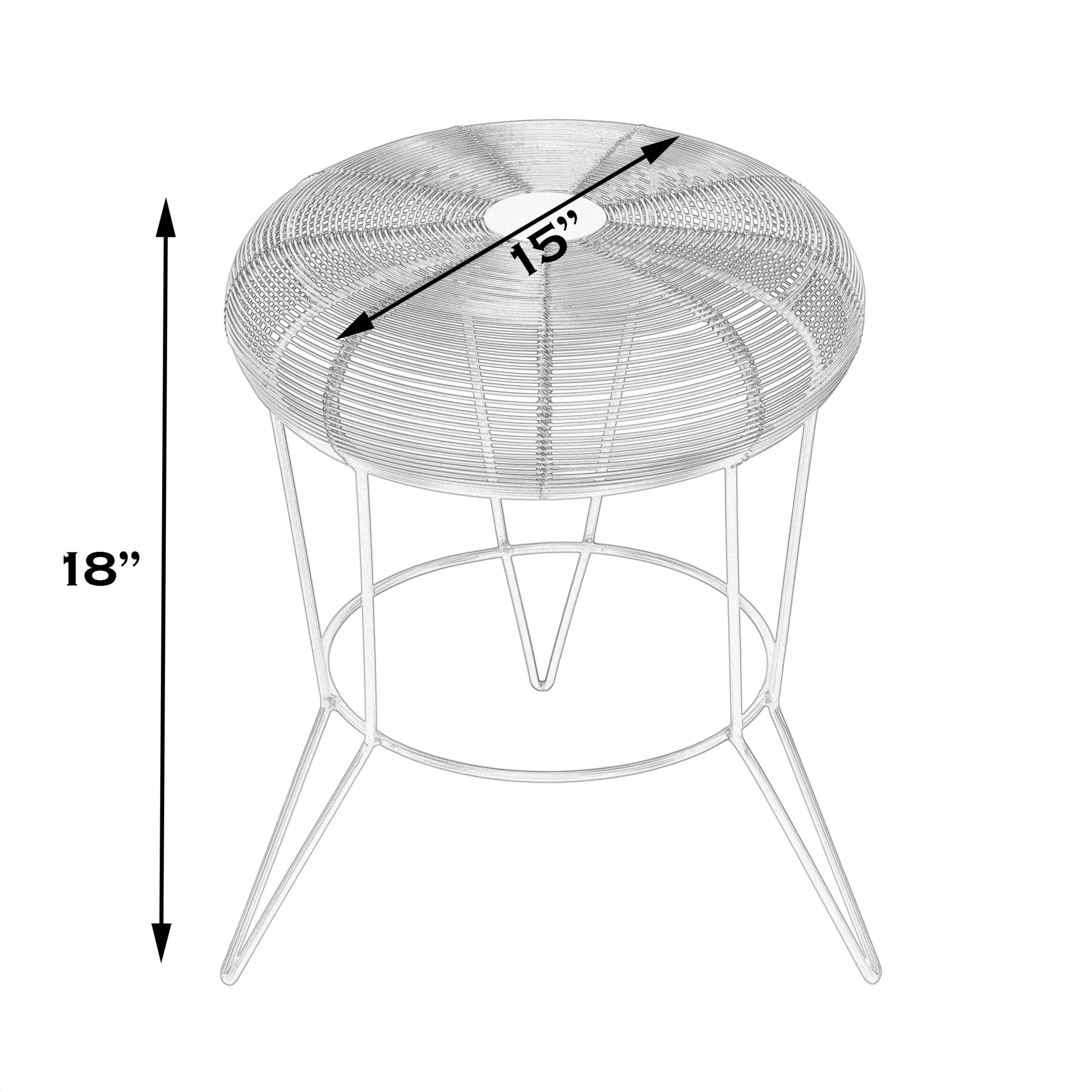 18" White Wire Round top End Table By Homeroots - Image 8
