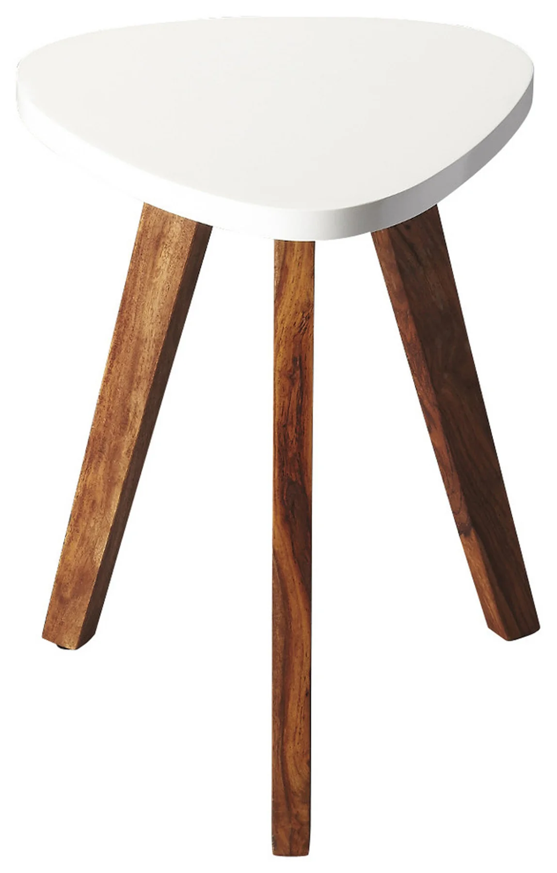 20" White and Natural Wood Triangle End Table By Homeroots