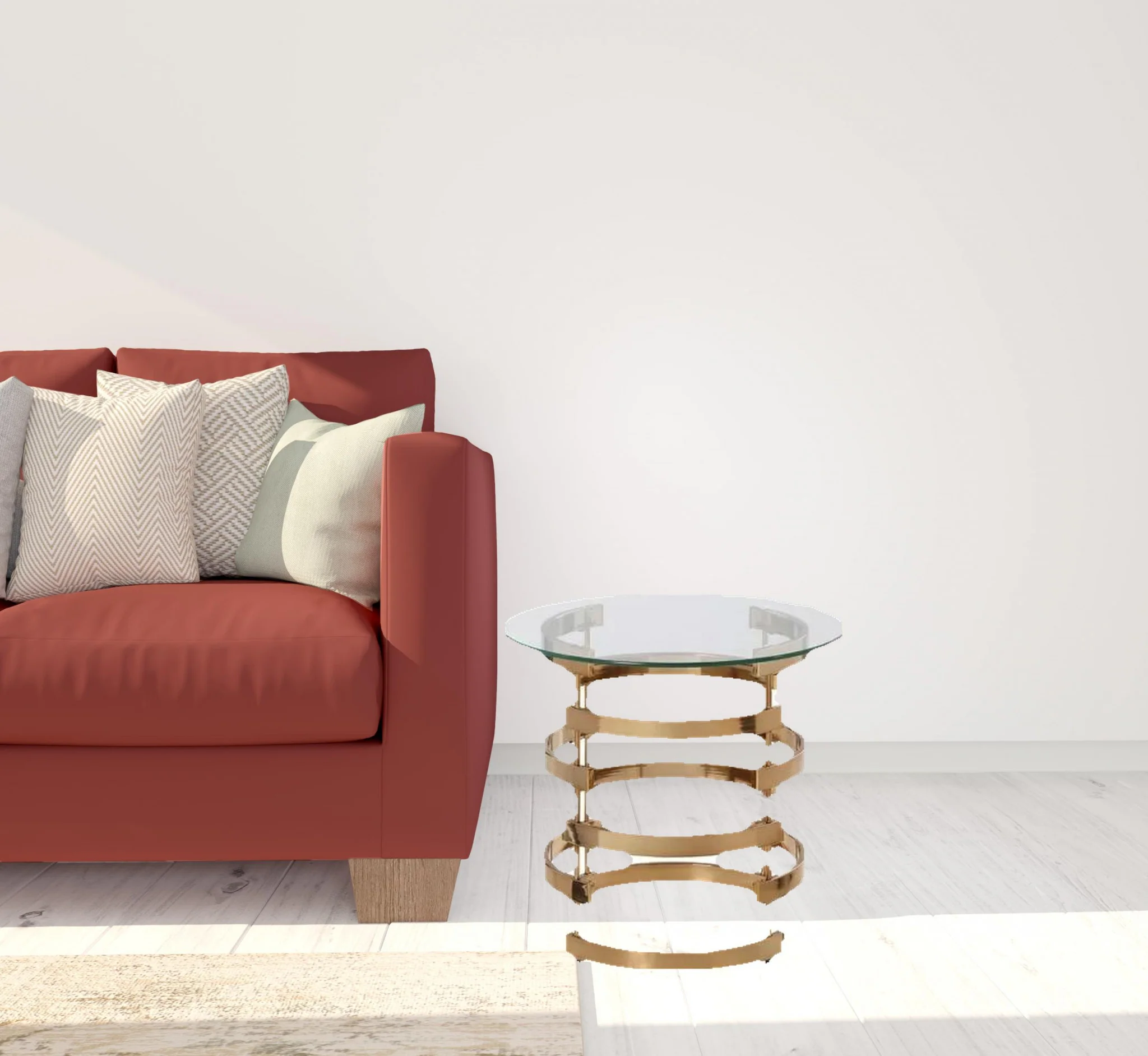 21" Champagne Glass And Iron Round End Table By Homeroots