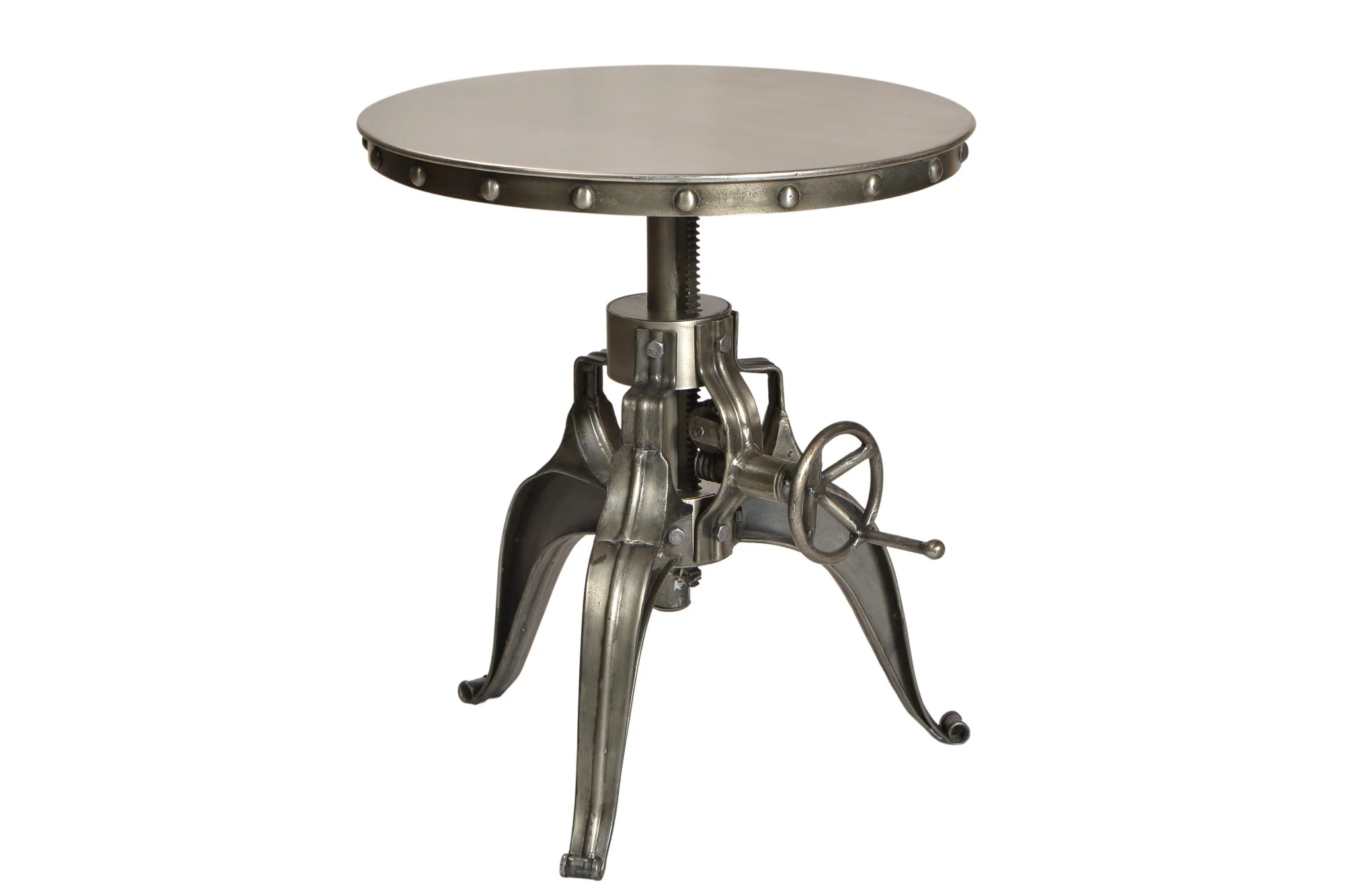 21" Silver Metal And Iron Round End Table By Homeroots