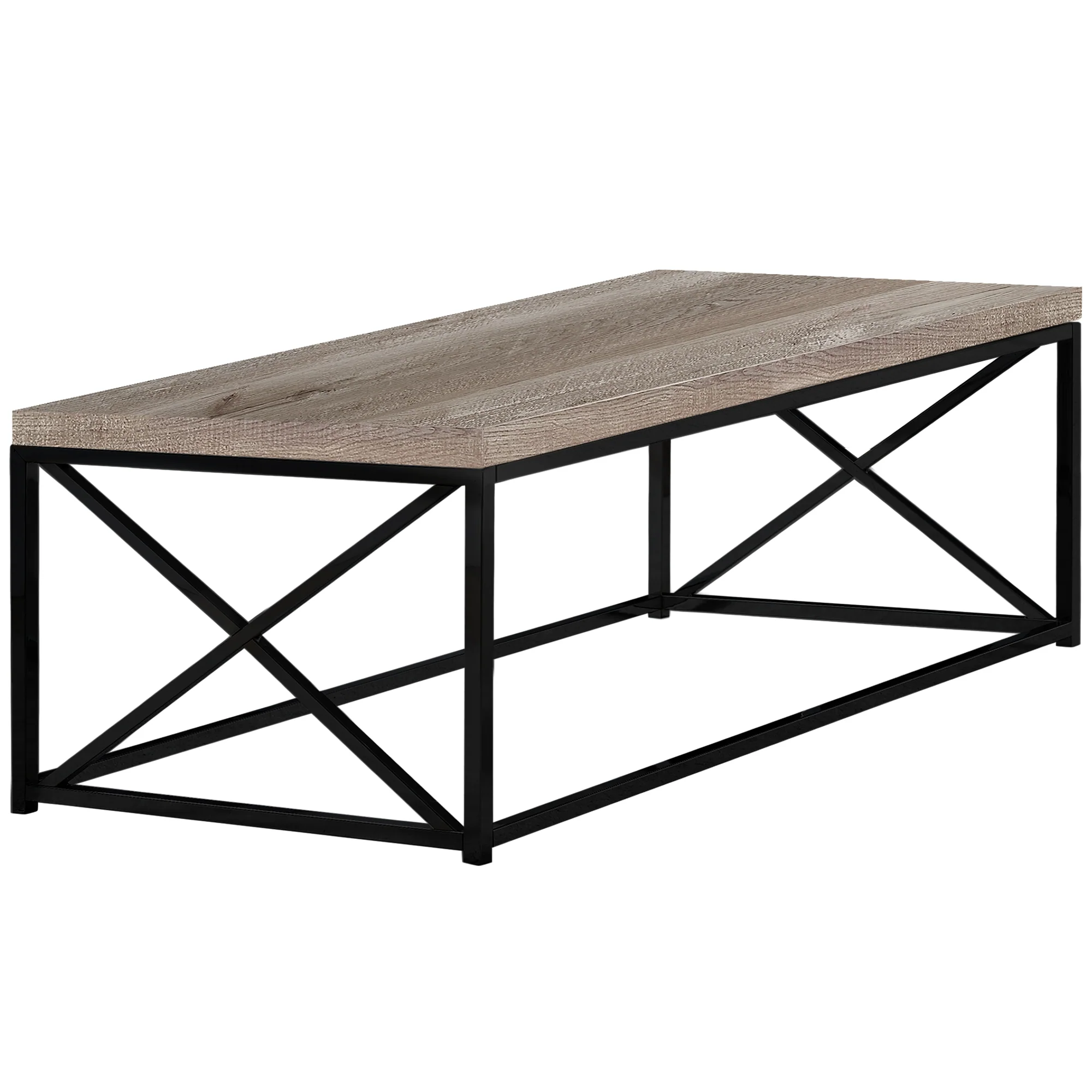 22" X 44" X 17" Taupe Black Particle Board Metal Coffee Table By Homeroots