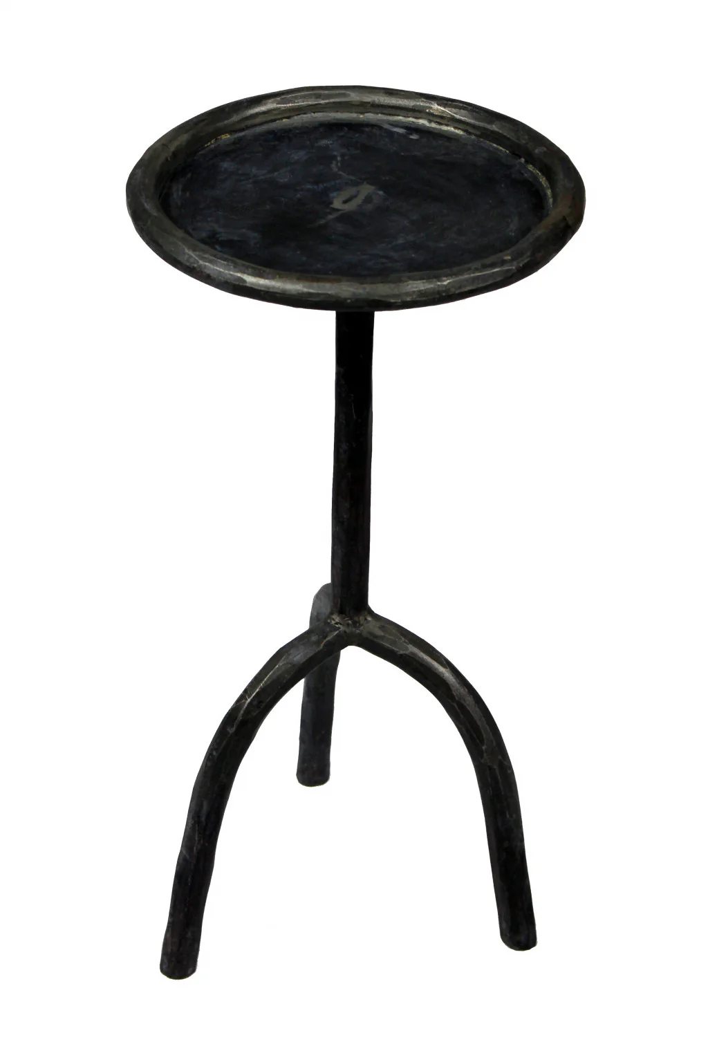 23" Black Iron Pedestal Round End Table By Homeroots