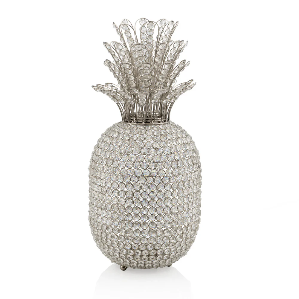 23" Glam Bling Faux Crystal and Silver Pineapple By Homeroots