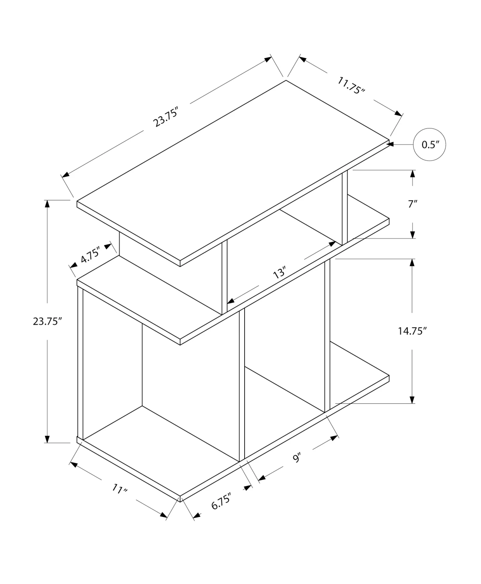 24" Black And Gray End Table With 6 By Homeroots - Image 4