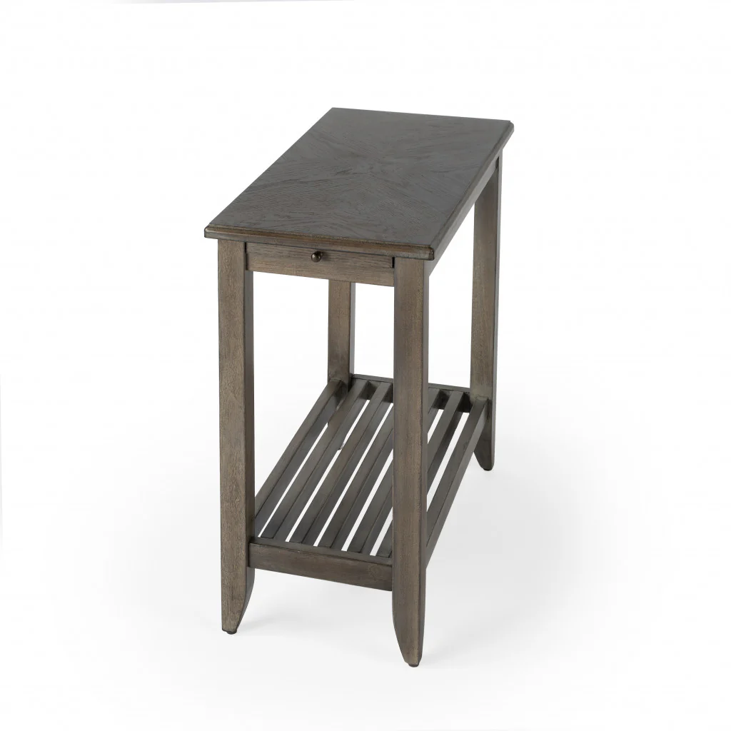 24" Brown Gray Rectangular End Table With Shelf By Homeroots