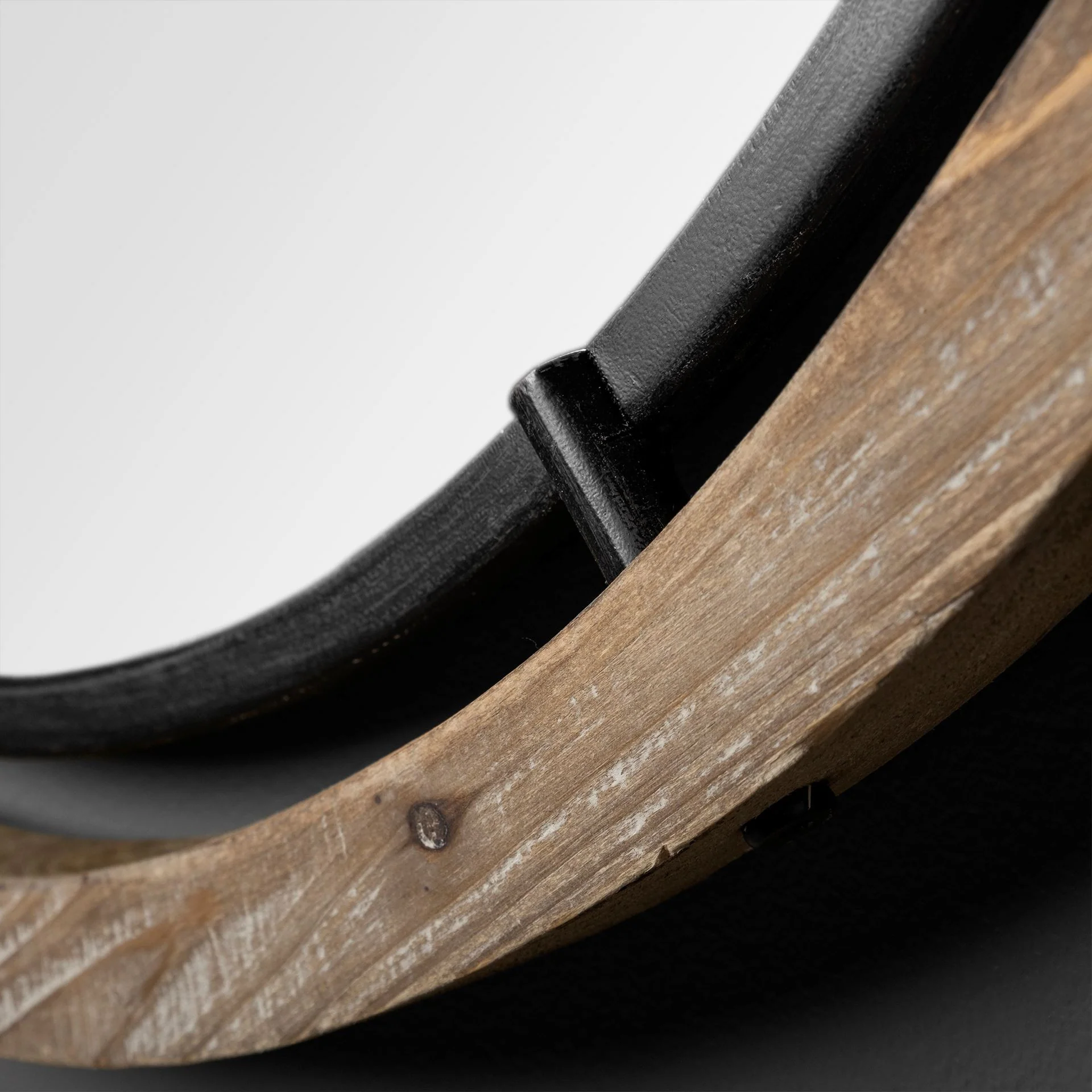 24" Brown Wood and Black Metal Double Frame Wall Mirror By Homeroots - Image 4