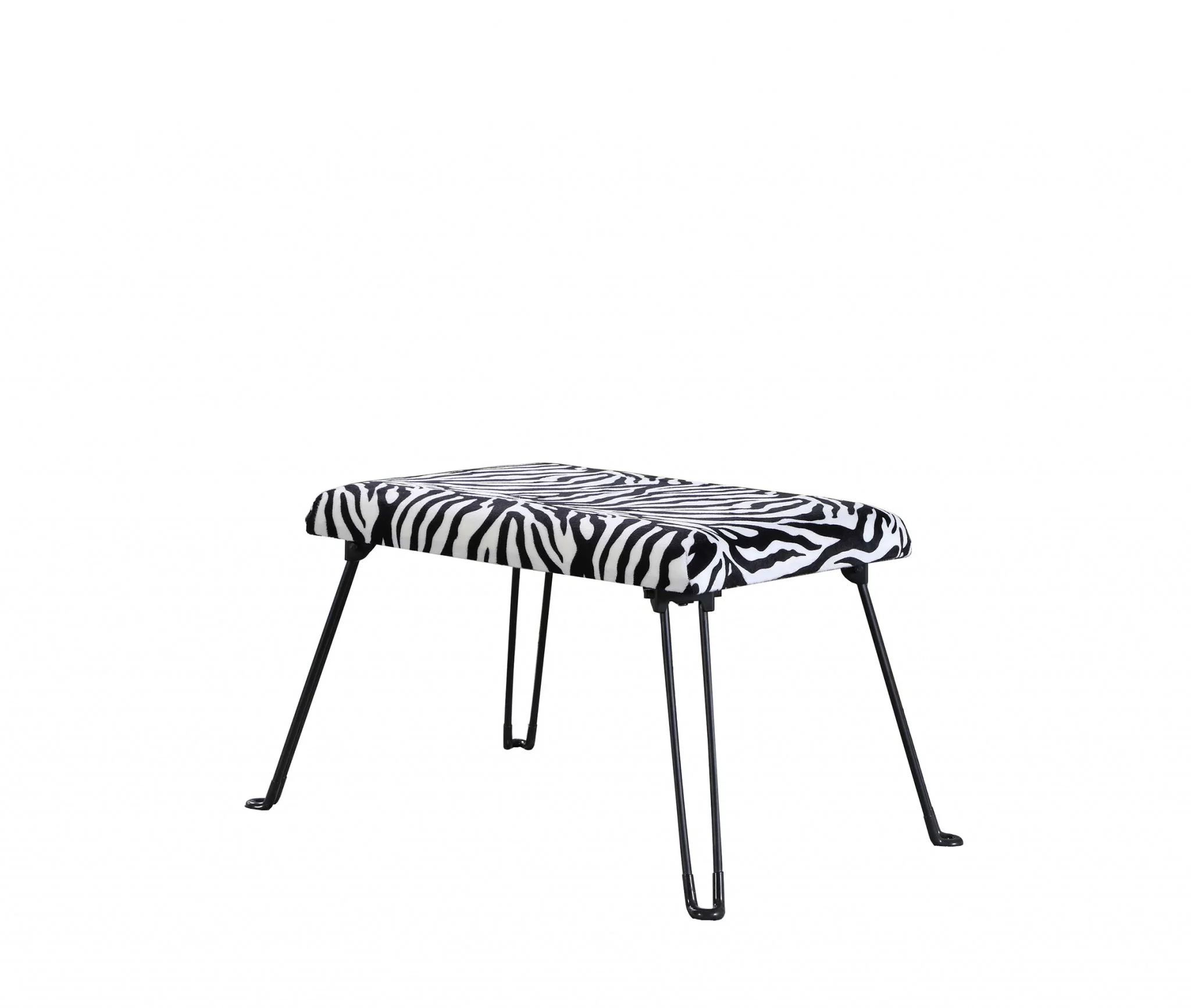 24" Faux Zebra Microfiber Folding Bench By Homeroots