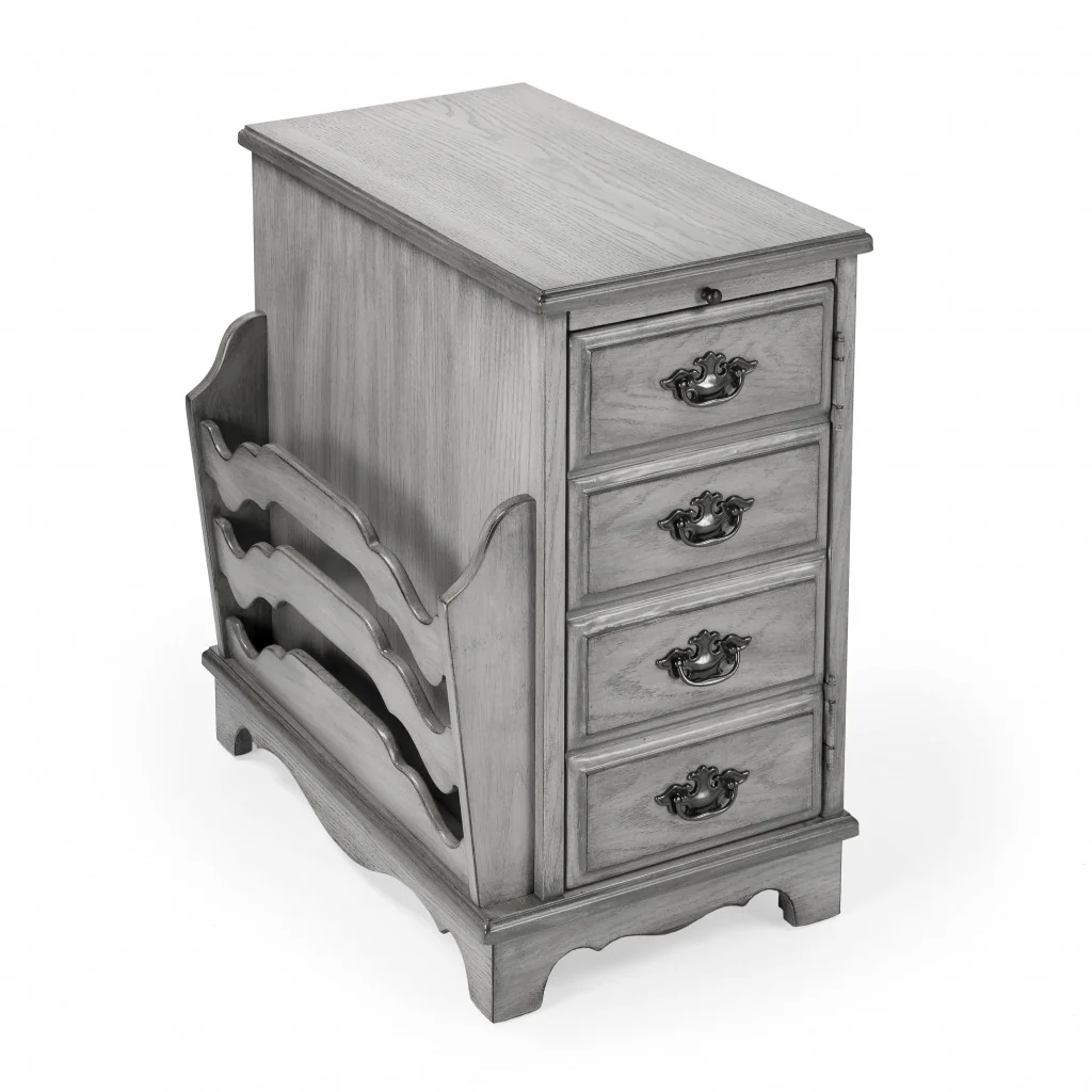 24" Gray Manufactured Wood Rectangular End Table With Four Drawers And Shelf By Homeroots