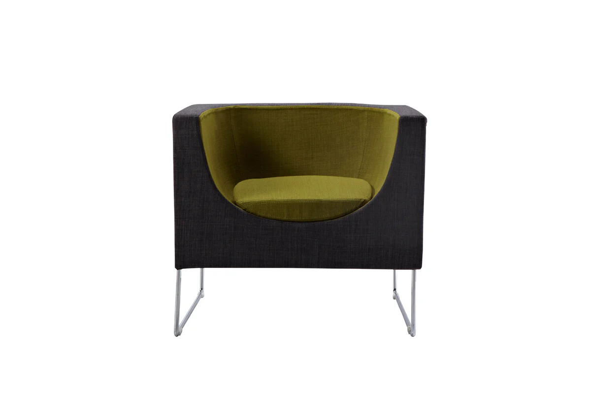 24' Grey and Green Fabric Polyester and Stainless Steel Accent Chair By Homeroots