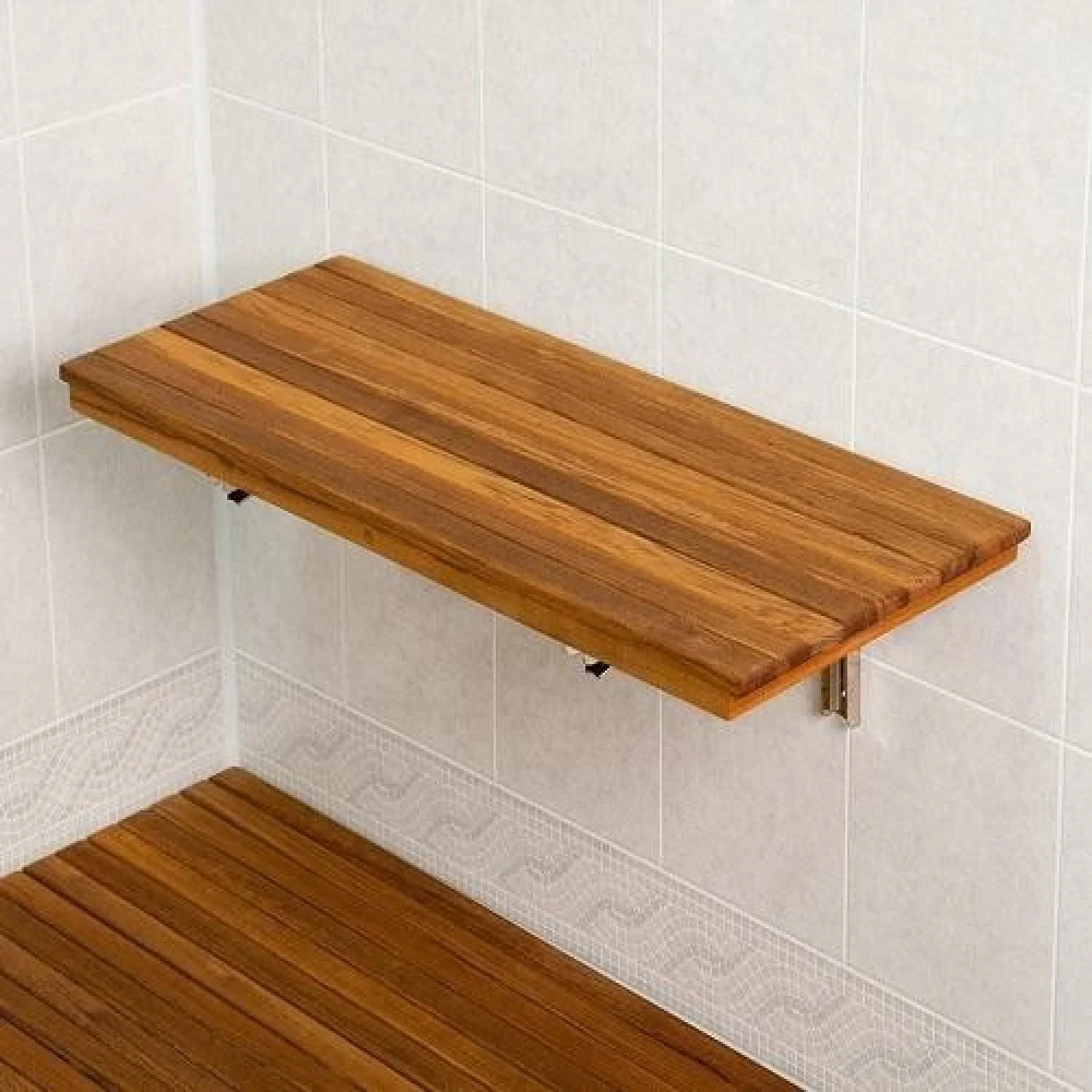 24" Premium Wall Mount Teak Shower Bench By Homeroots