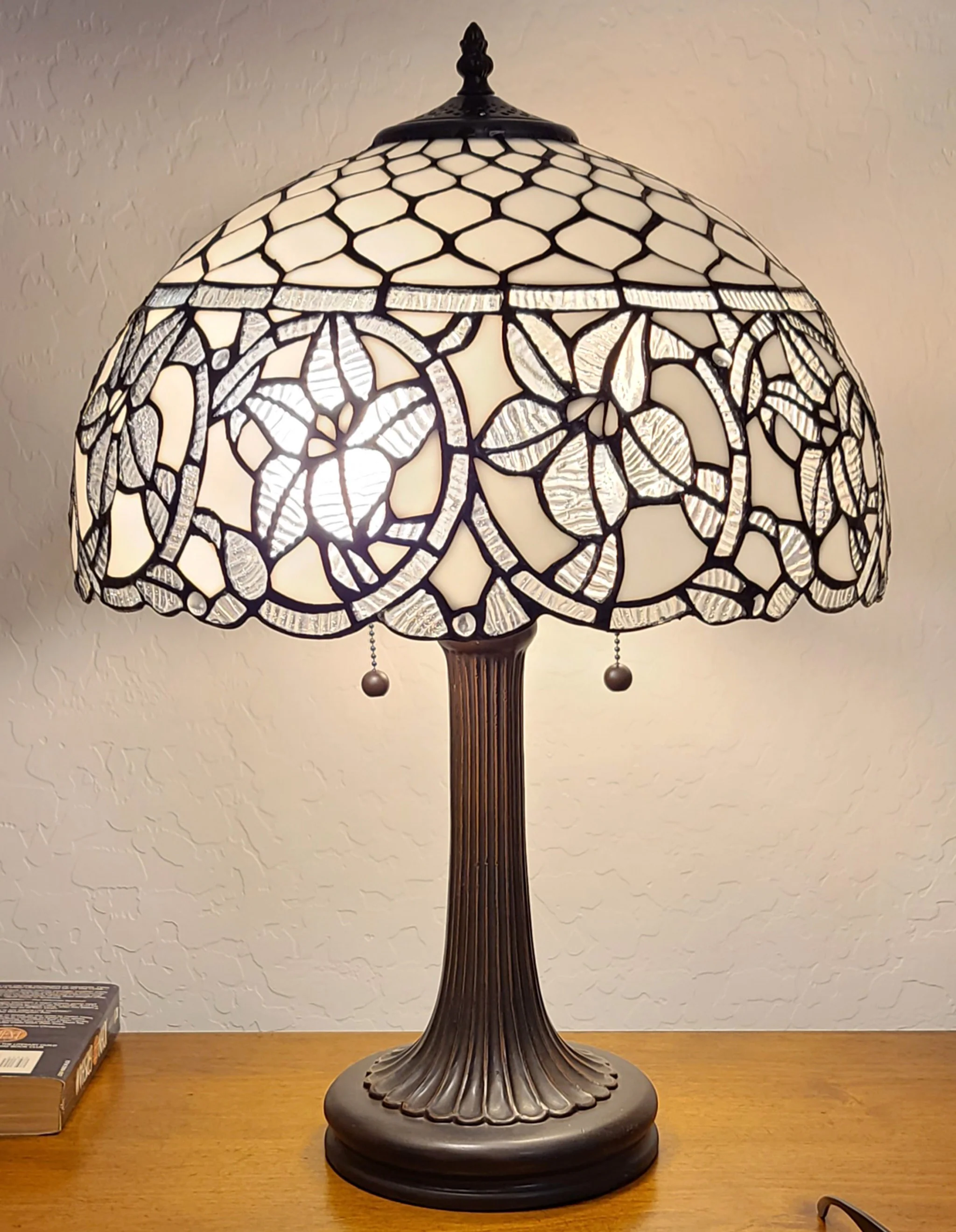 24" Stained Glass Two Light Flowery Accent Table Lamp By Homeroots