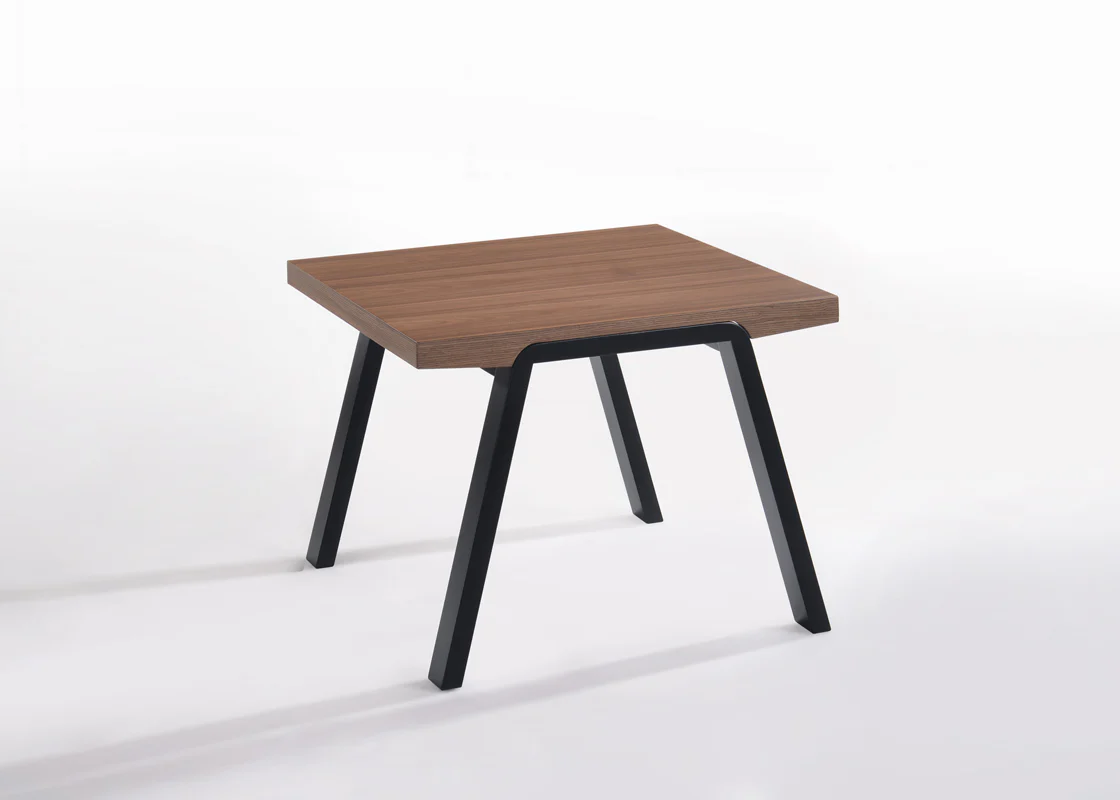 24' Walnut Wood and Black Metal End Table By Homeroots