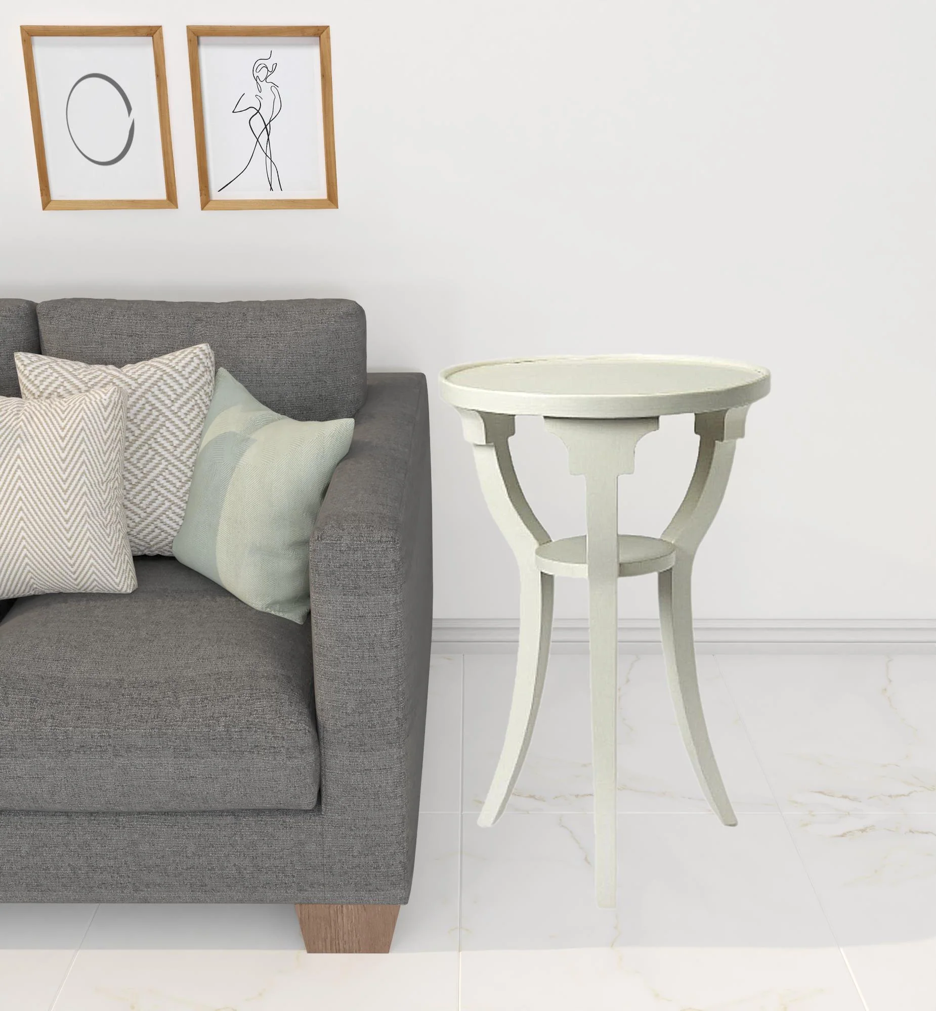 24" White And Cottage White Manufactured Wood Round End Table With Shelf By Homeroots