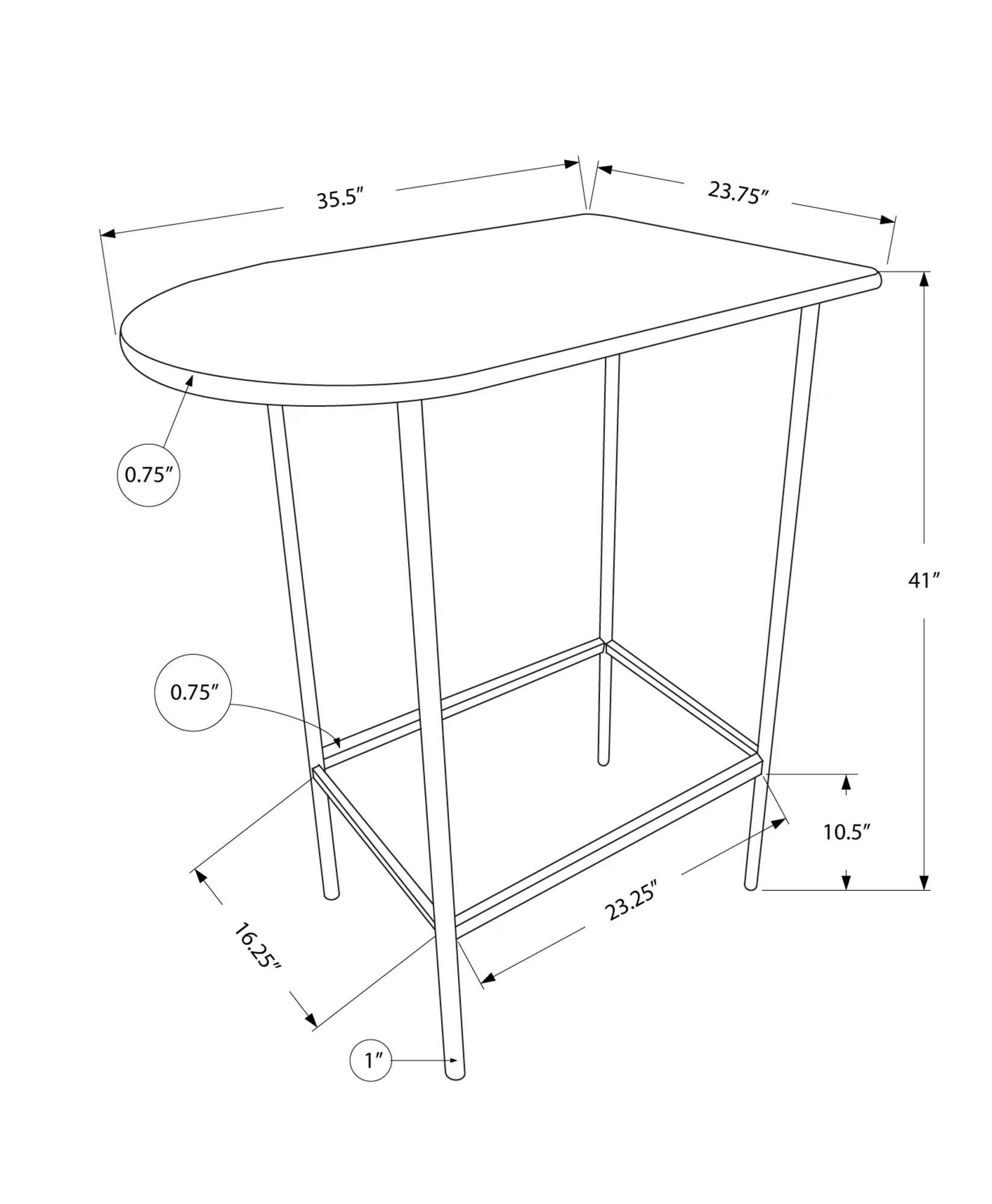 24" White Free Form Manufactured Wood Bar Table By Homeroots - Image 3