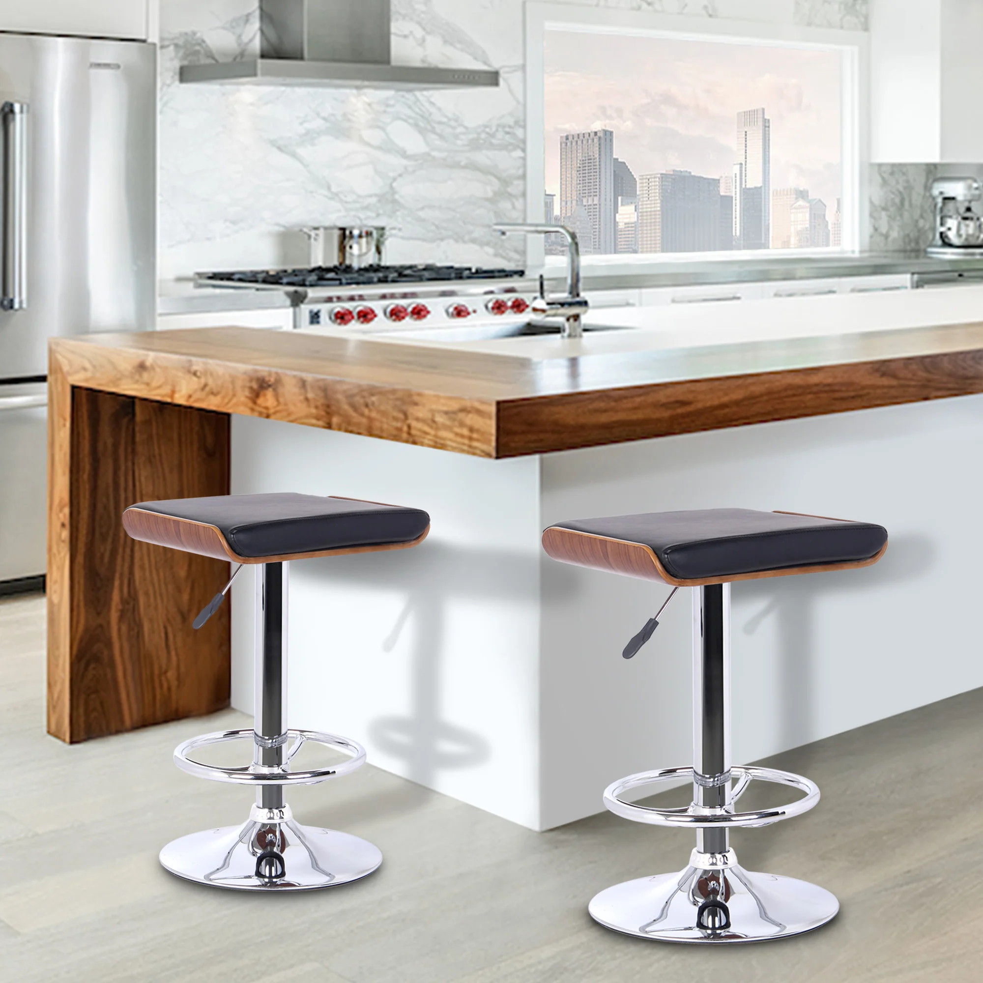 26" Black Faux Leather Chrome Finished Bar Stool By Homeroots