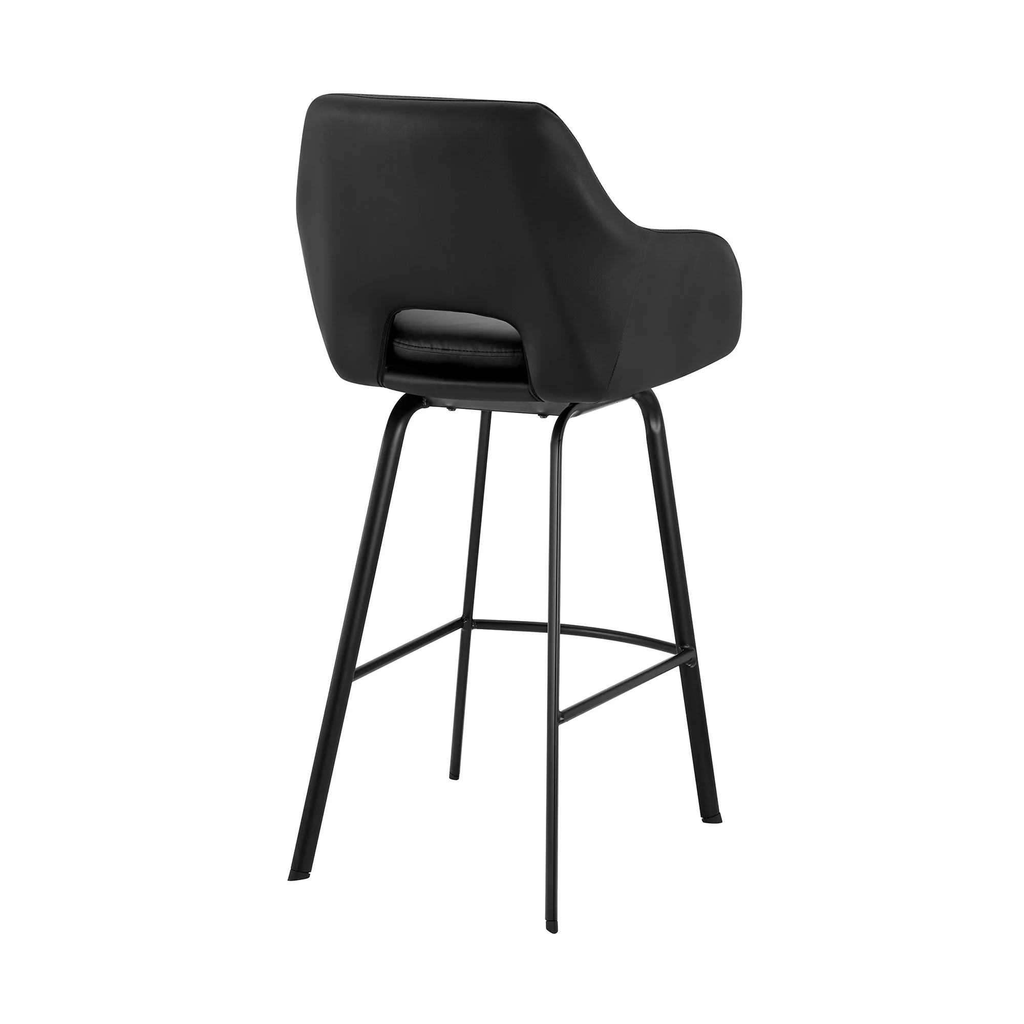 26" Black on Black Faux Leather Comfy Swivel Counter Stool By Homeroots - Image 5
