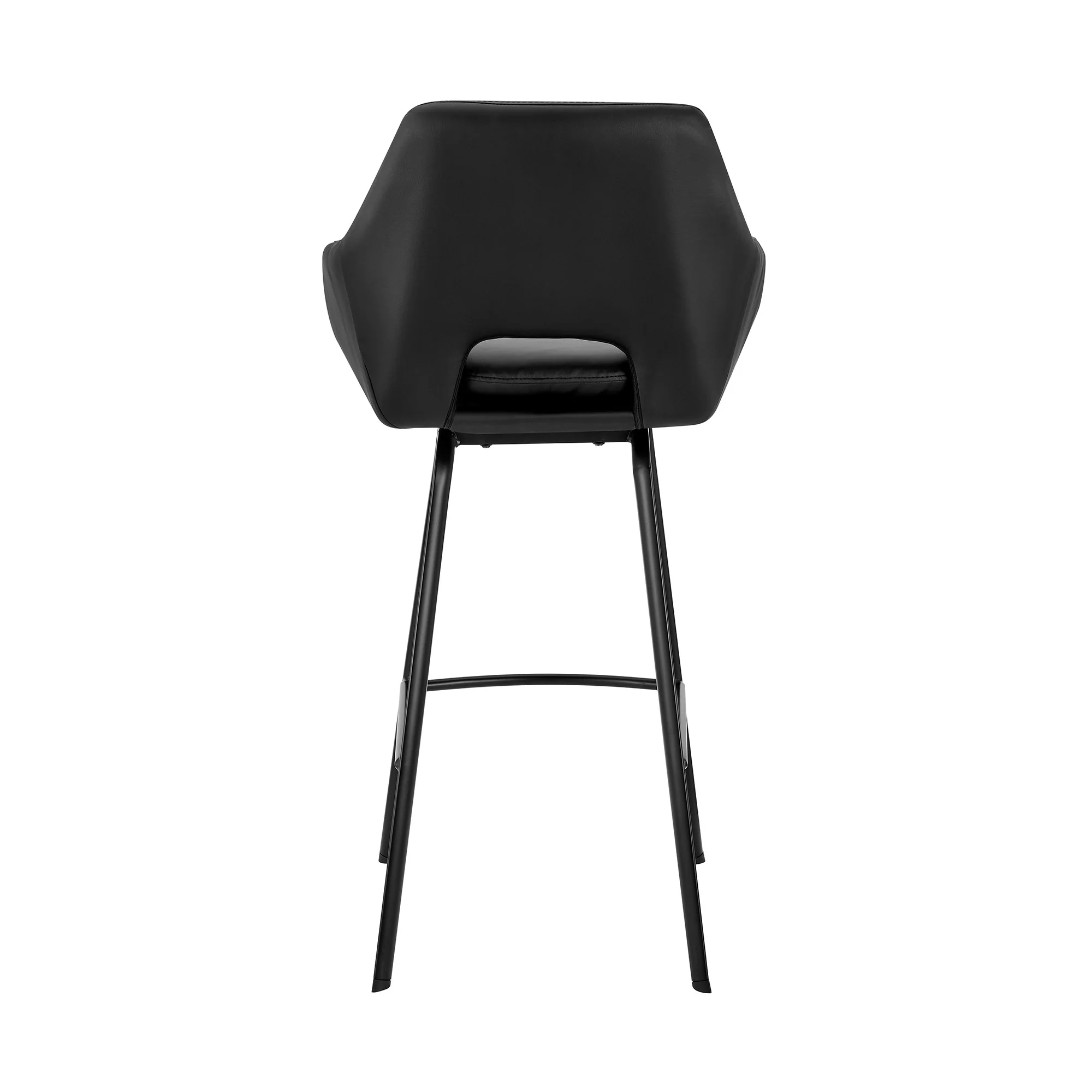26" Black on Black Faux Leather Comfy Swivel Counter Stool By Homeroots - Image 6