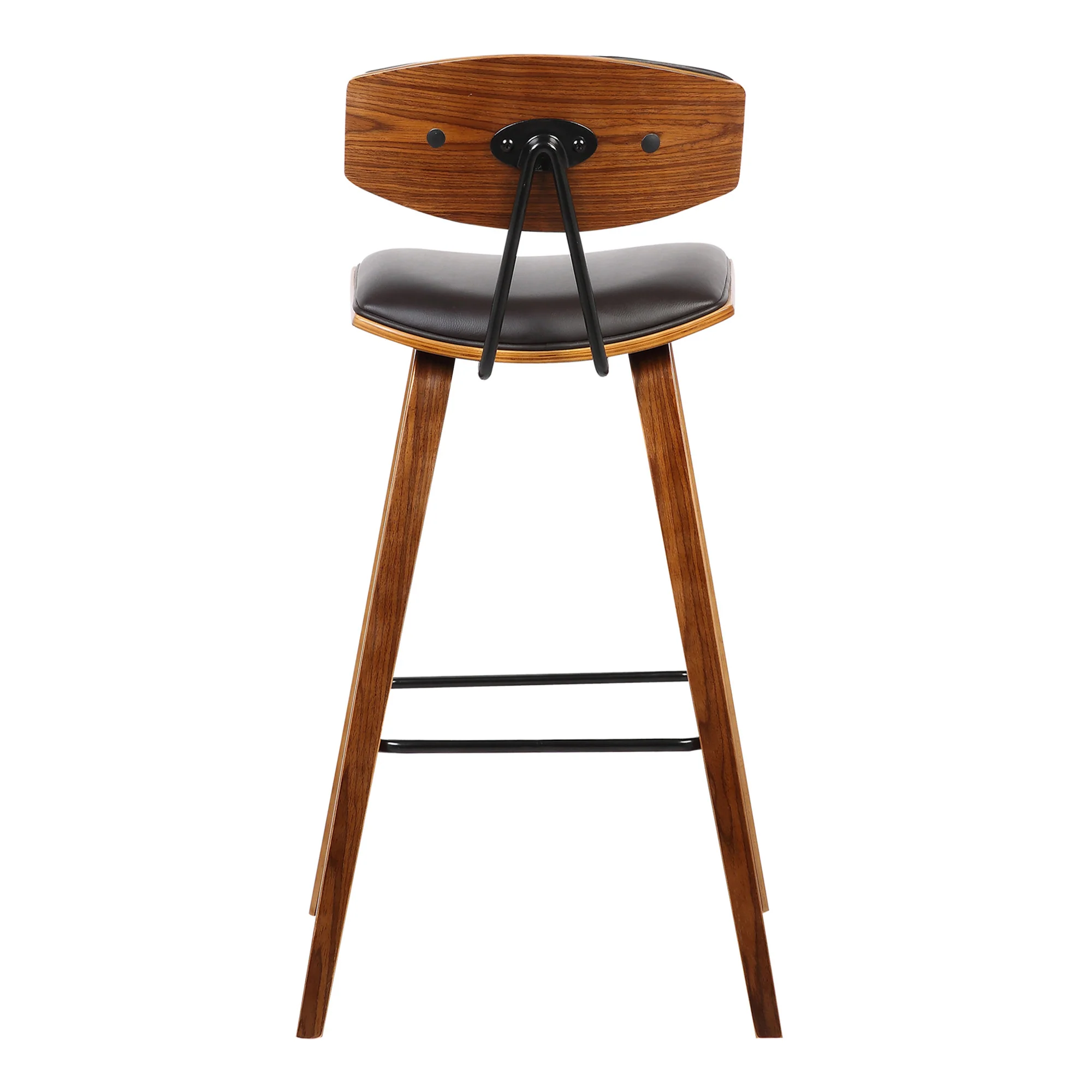 26” Brown Faux Leather Mid Century Modern Bar Stool By Homeroots - Image 5