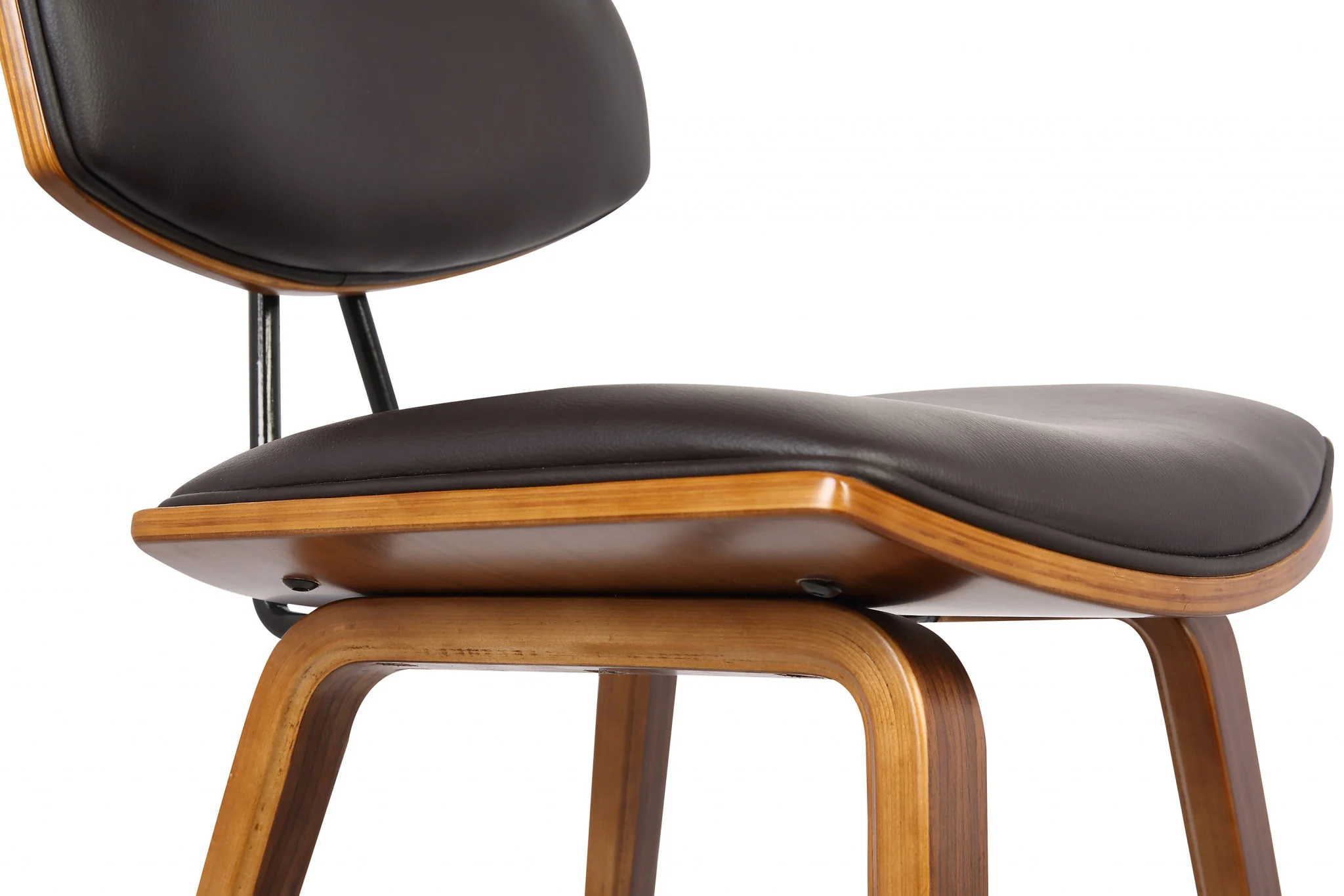 26” Brown Faux Leather Mid Century Modern Bar Stool By Homeroots - Image 7