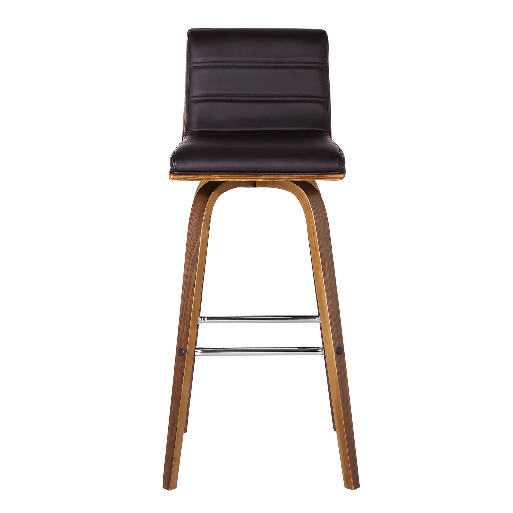 26” Brown Faux Leather Wooden Swivel Bar Stool By Homeroots - Image 4