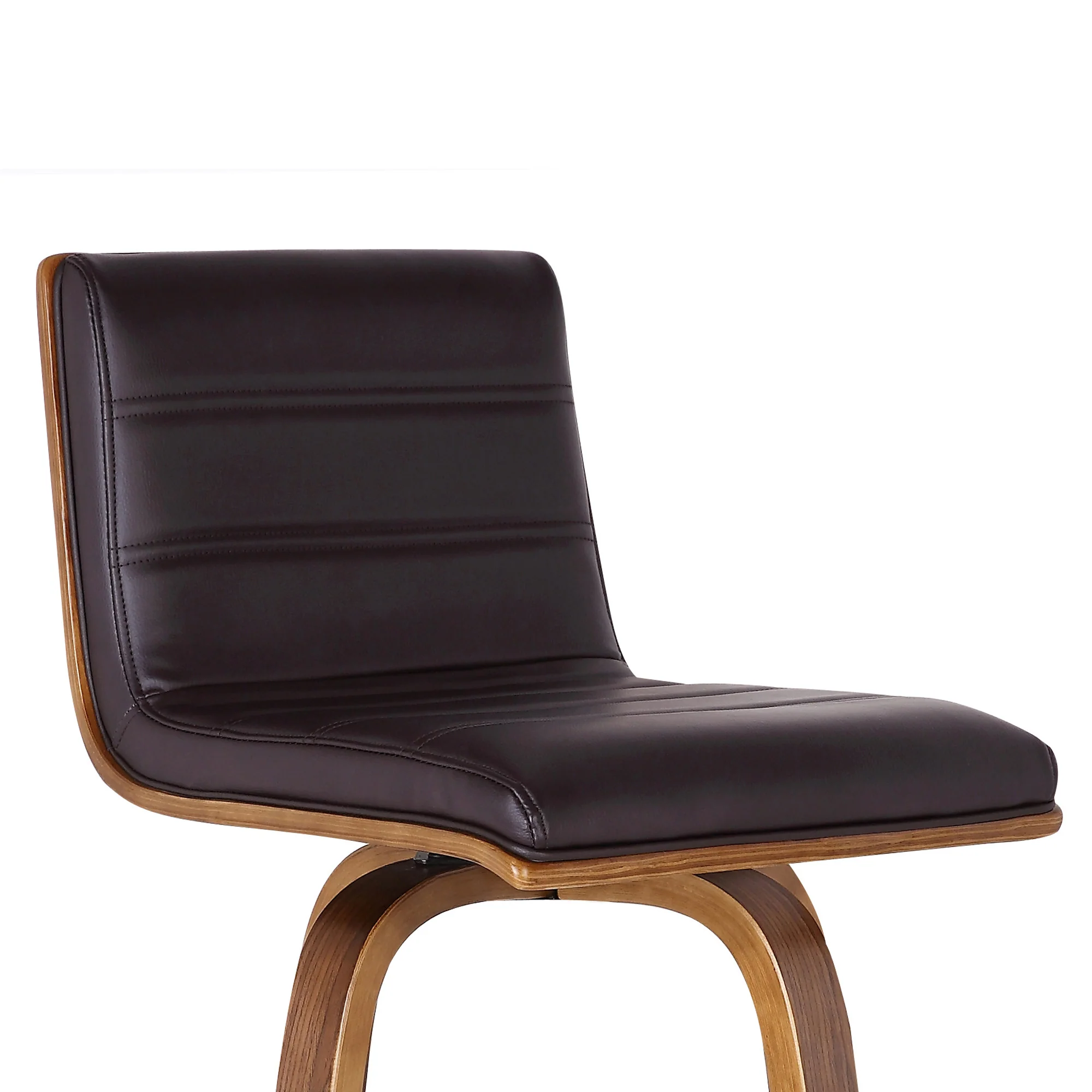 26” Brown Faux Leather Wooden Swivel Bar Stool By Homeroots - Image 6