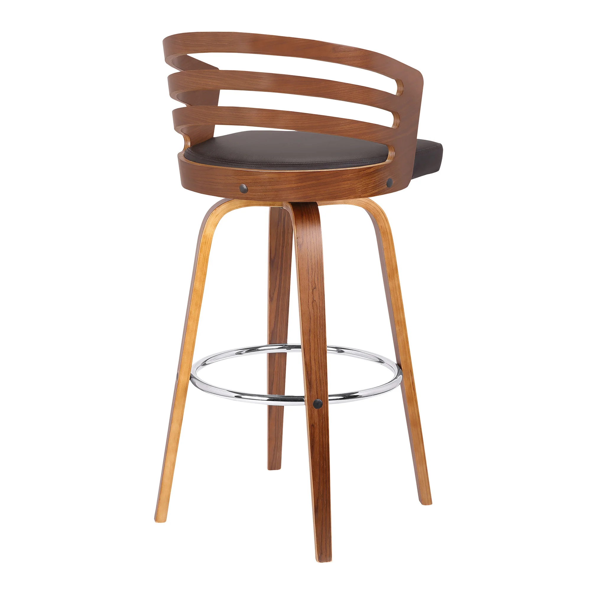 26" Brown Modern Faux Leather Swivel Bar Stool By Homeroots - Image 4