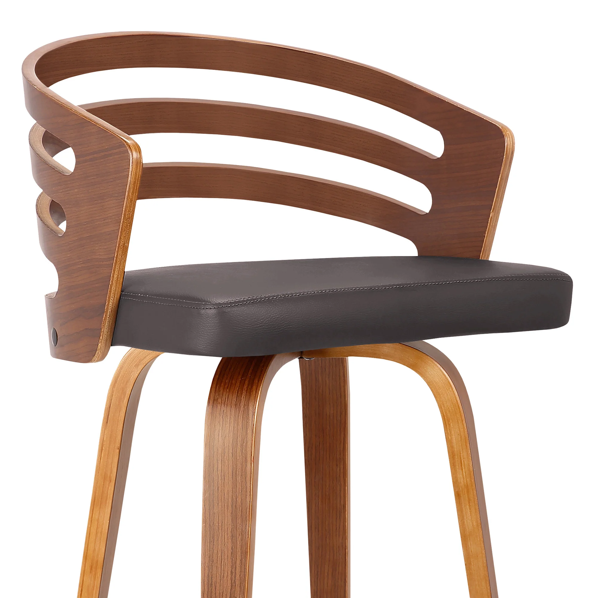 26" Brown Modern Faux Leather Swivel Bar Stool By Homeroots - Image 5