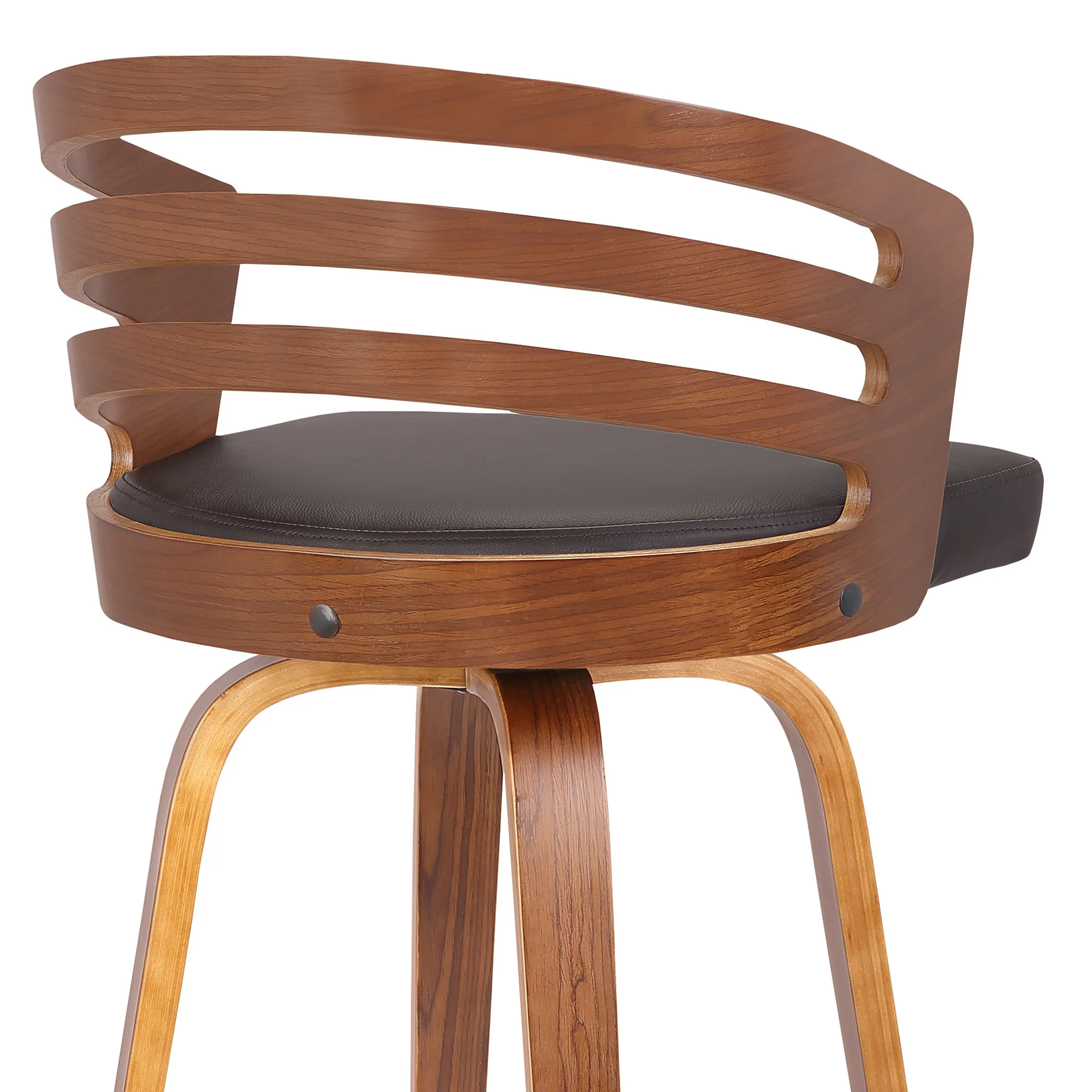 26" Brown Modern Faux Leather Swivel Bar Stool By Homeroots - Image 6