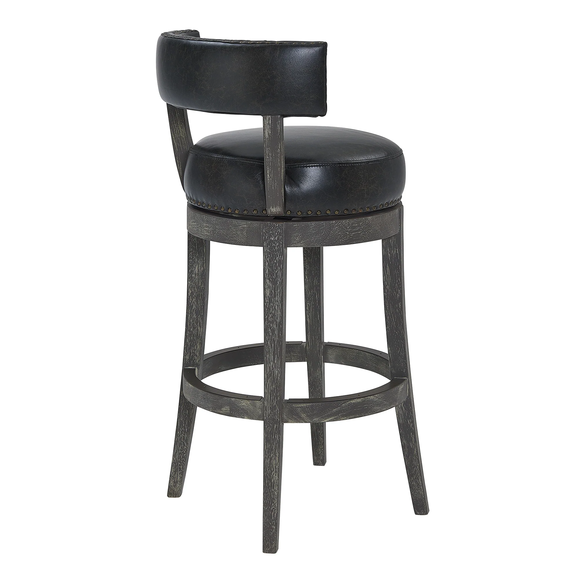 26" Brown Onyx Faux Leather Swivel Wood Counter Stool By Homeroots - Image 4