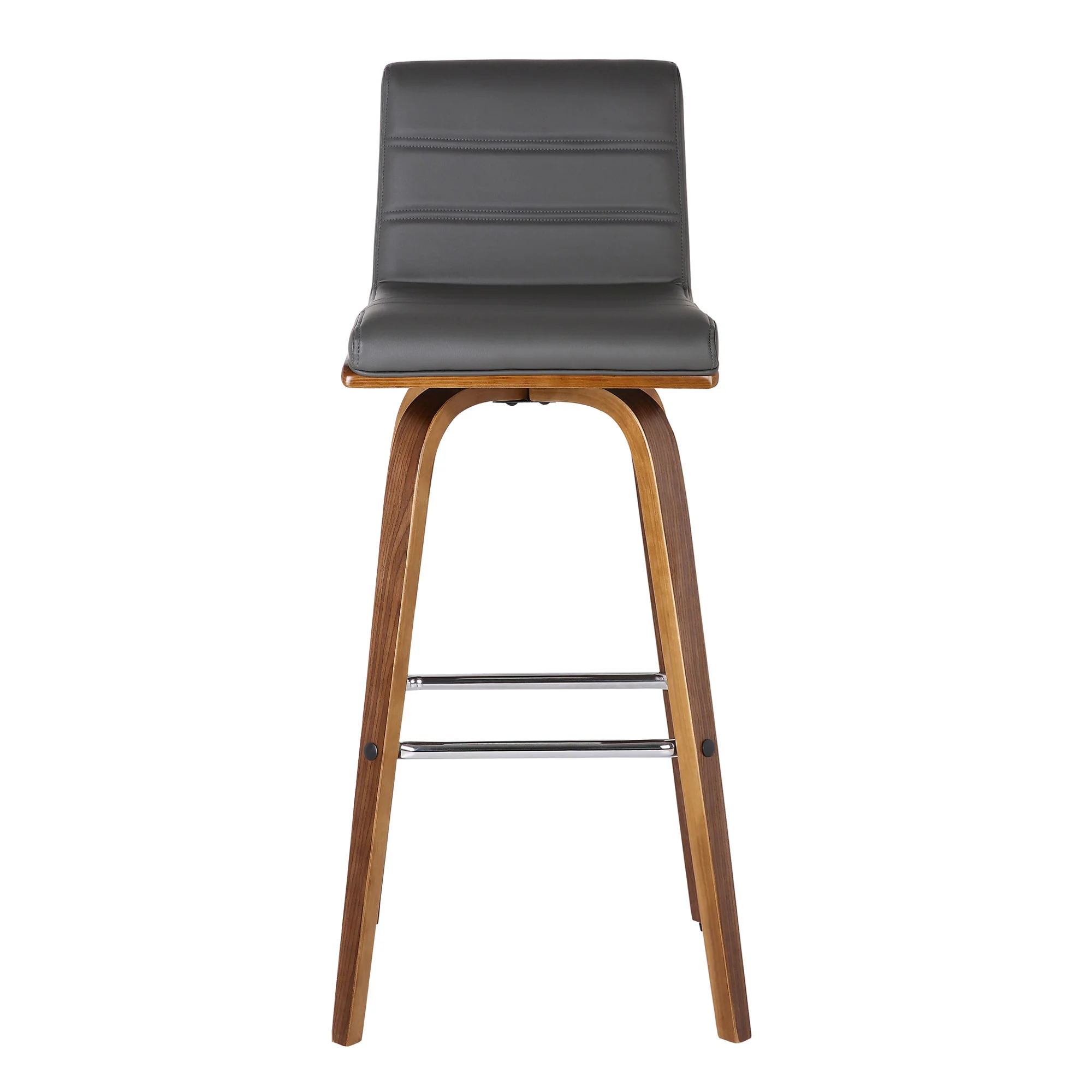 26” Gray Faux Leather Wooden Swivel Bar Stool By Homeroots - Image 4