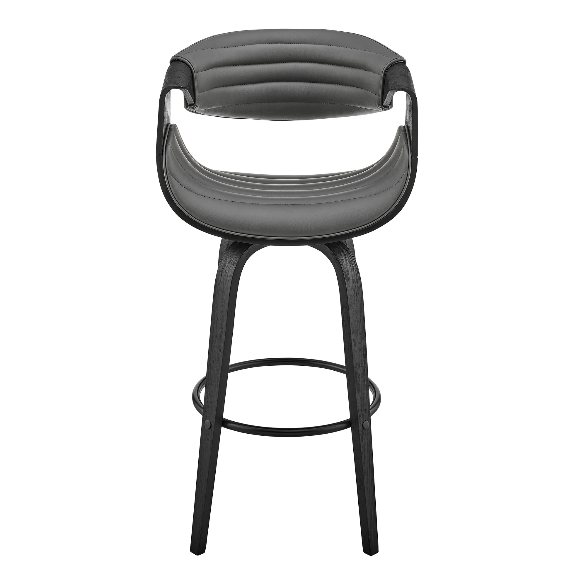 26" Grey Faux Leather and Black Wood Retro Chic Counter Stool By Homeroots - Image 3
