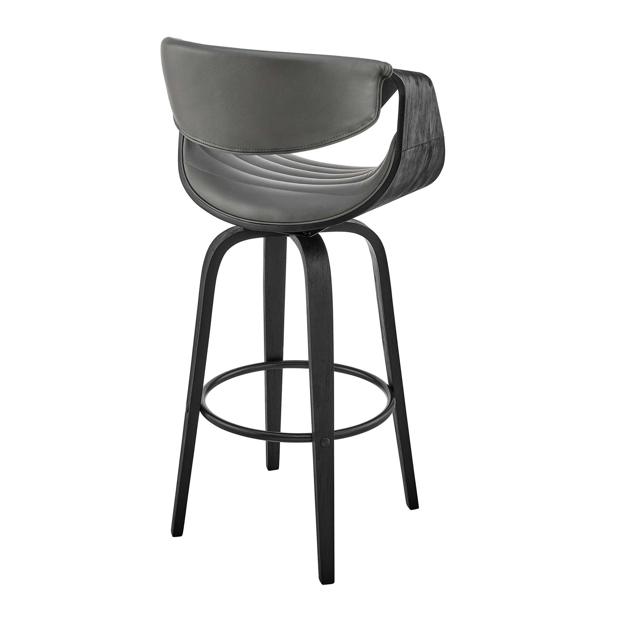 26" Grey Faux Leather and Black Wood Retro Chic Counter Stool By Homeroots - Image 5