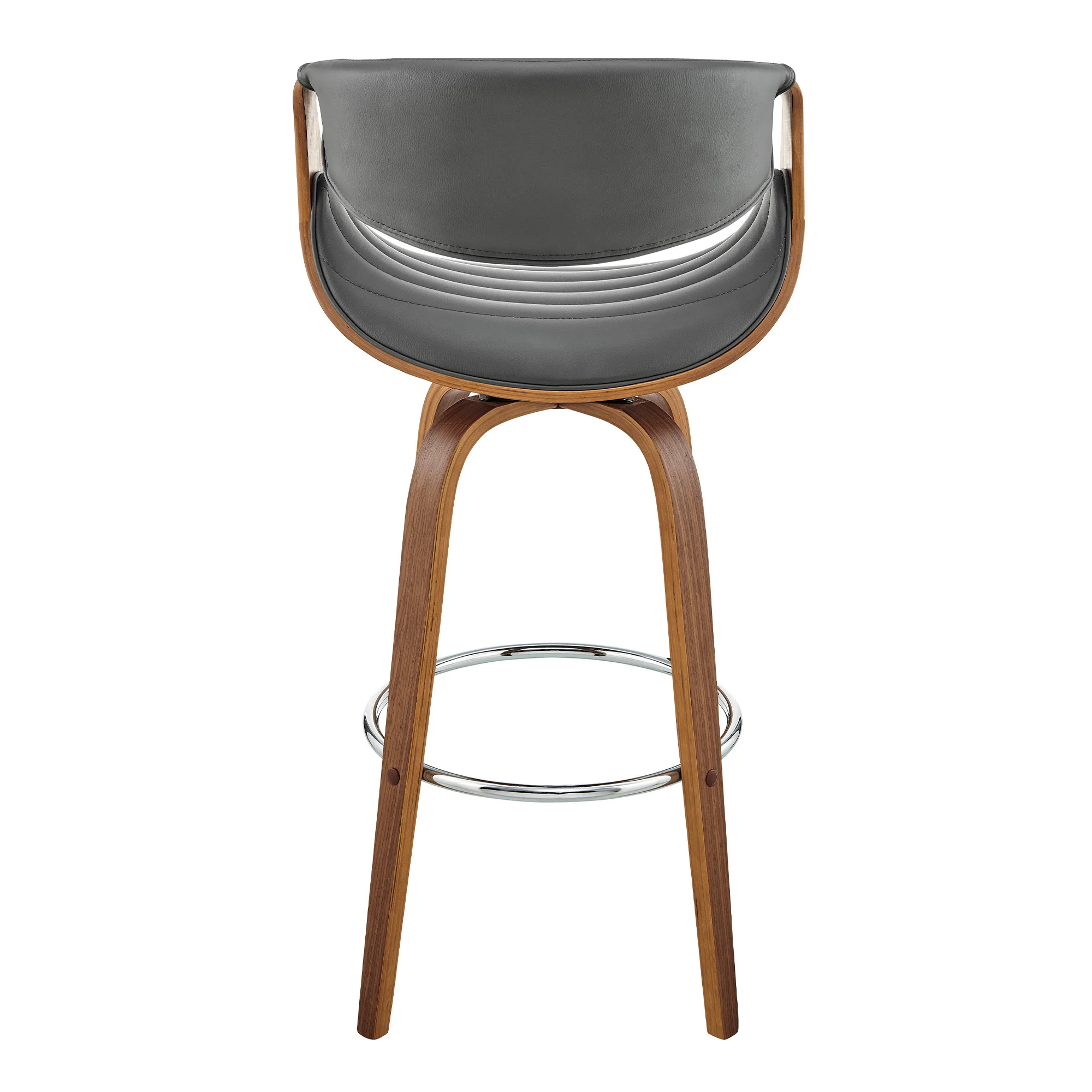 26" Grey Faux Leather and Walnut Wood Retro Chic Counter Stool By Homeroots - Image 6
