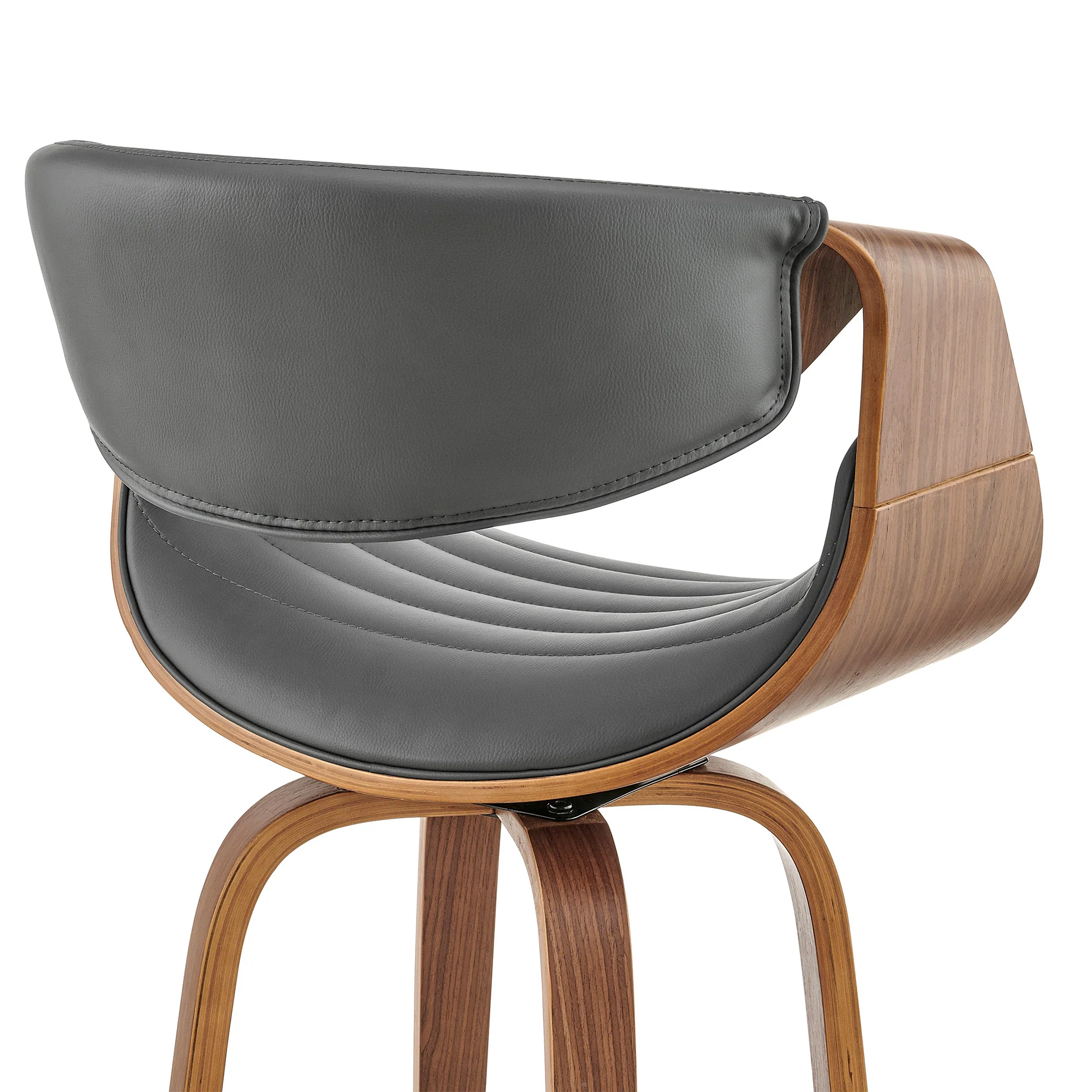 26" Grey Faux Leather and Walnut Wood Retro Chic Counter Stool By Homeroots - Image 8