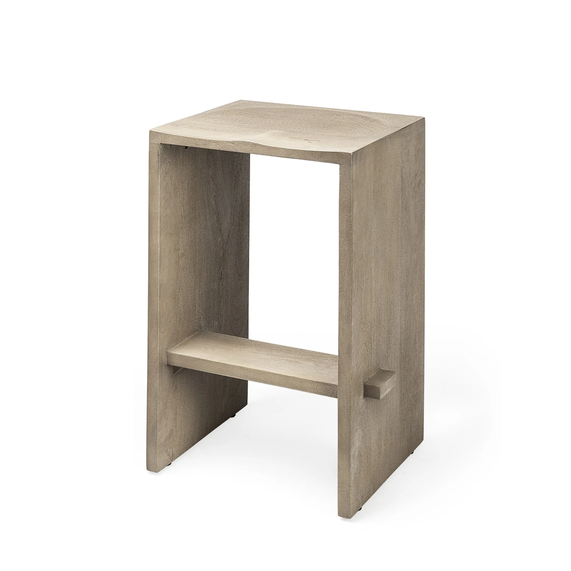 26' Minimal Cool Gray Brown Wood Counter Stool By Homeroots