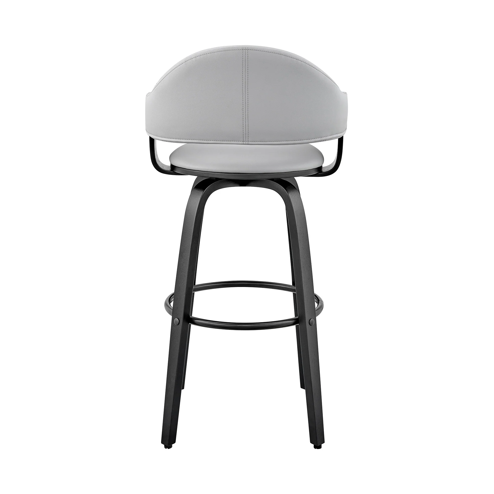 26" Rich Grey Faux Leather Walnut Wood Bar Stool By Homeroots - Image 6