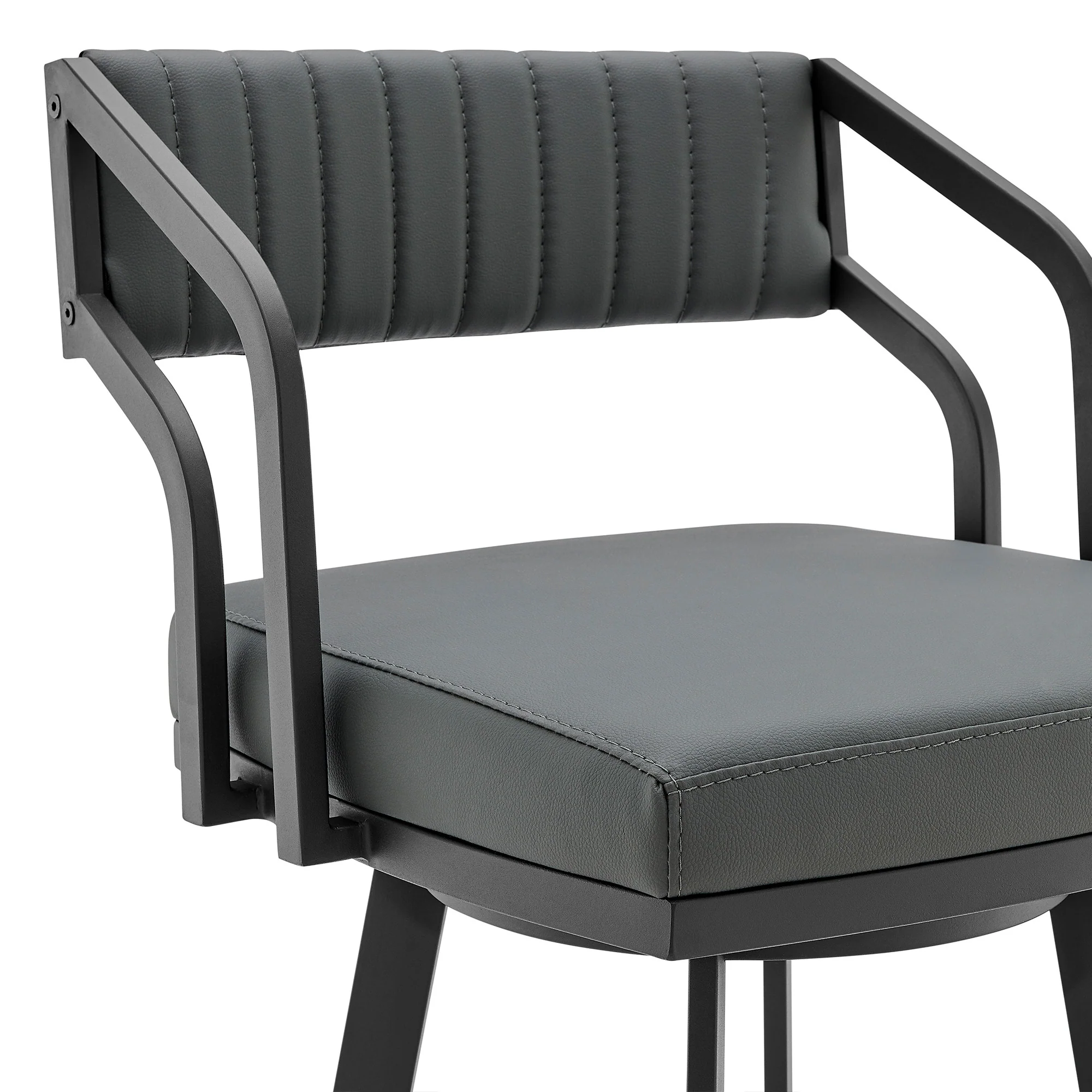 26" Timeless Slate Grey Faux Leather Silver Finish Swivel Counter Stool By Homeroots - Image 5