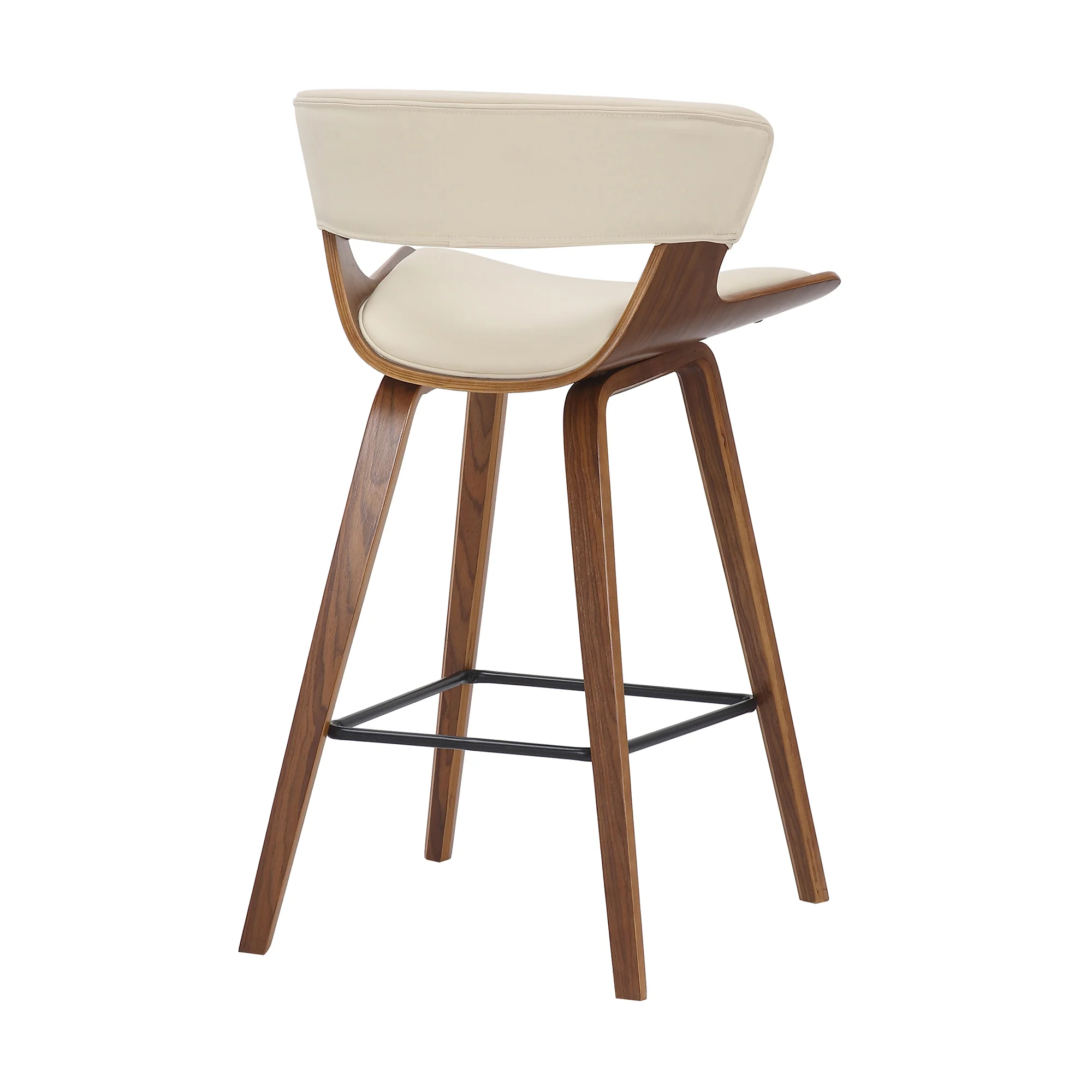 27 Inches Saddle Seat Leatherette Counter Stool Cream And Brown By Benzara - Image 4